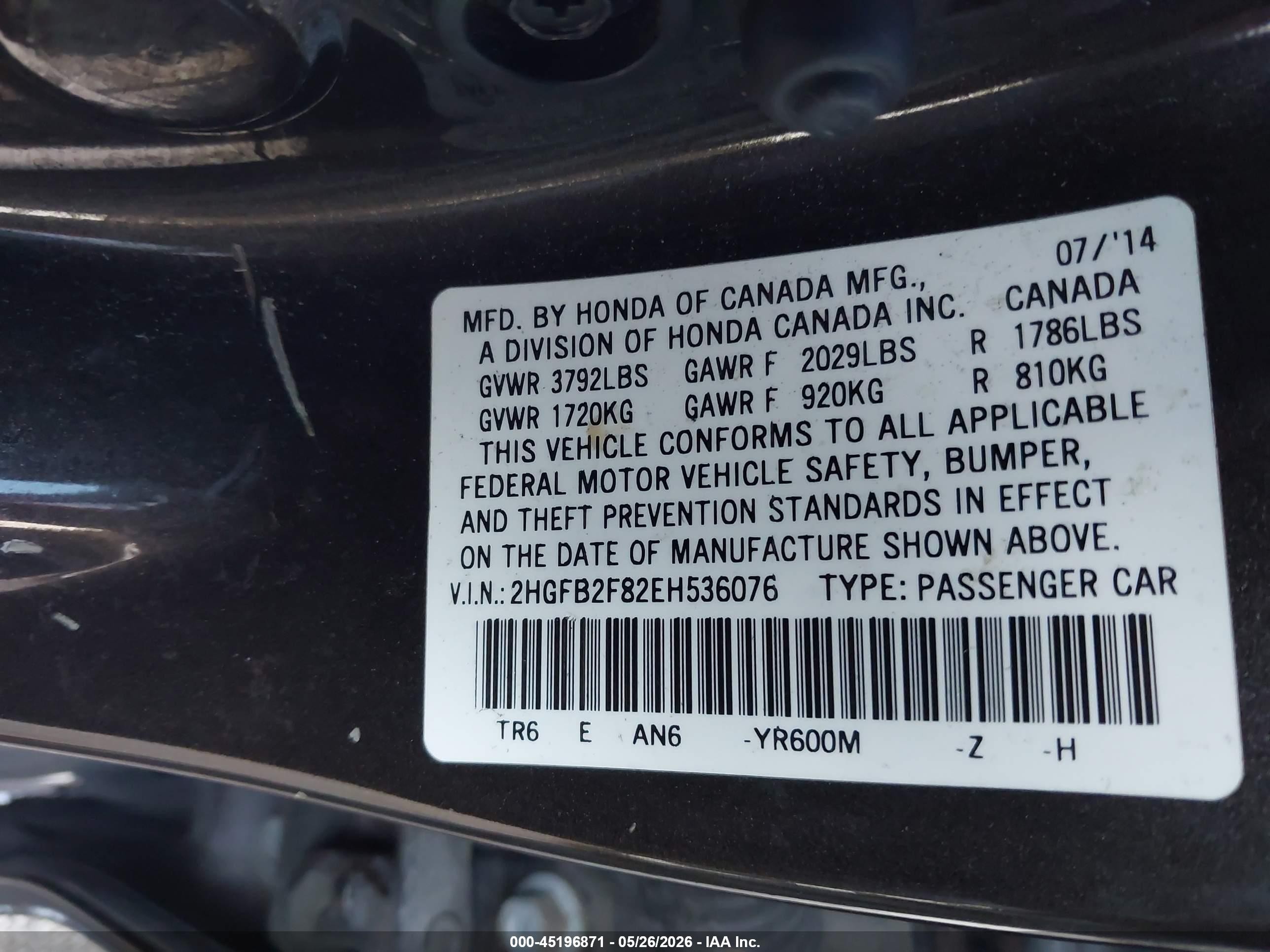2014 Honda Civic Ex Black vin: 2HGFB2F82EH536076