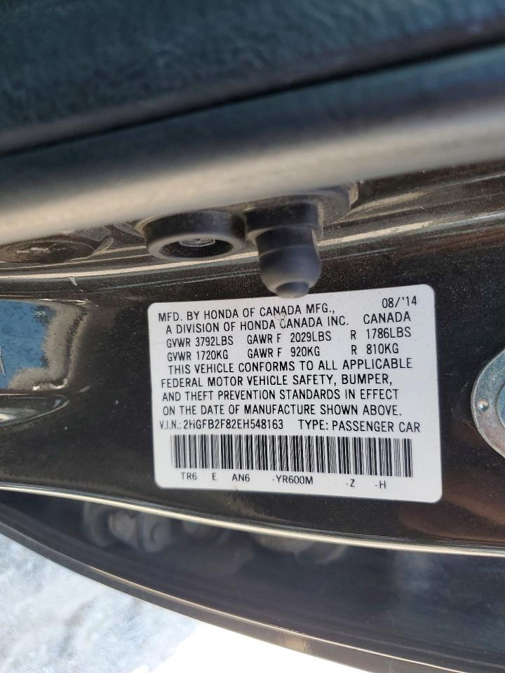 2014 Honda Civic Black vin: 2HGFB2F82EH548163