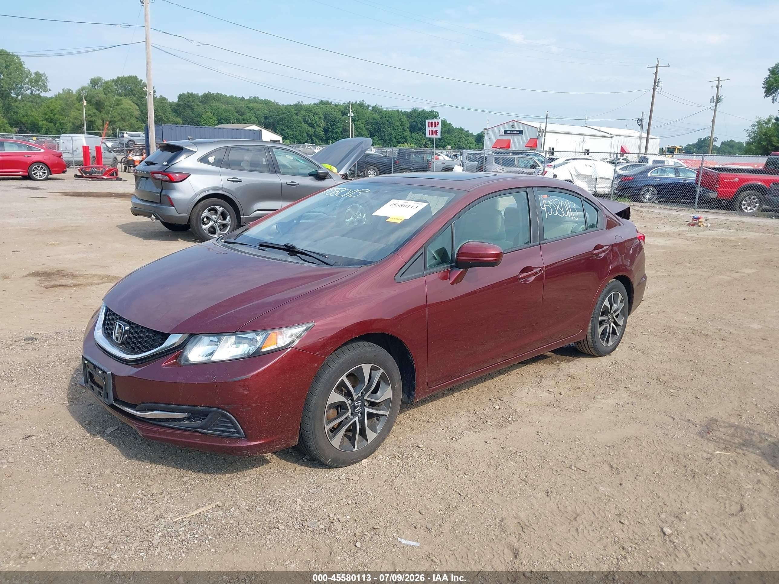 2015 Honda Civic Ex Maroon vin: 2HGFB2F82FH507095