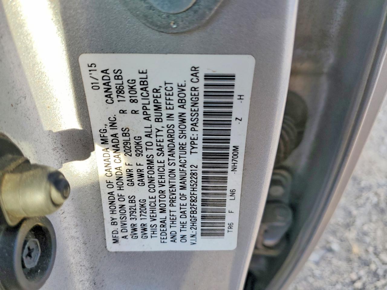 2015 Honda Civic Ex Silver vin: 2HGFB2F82FH522812