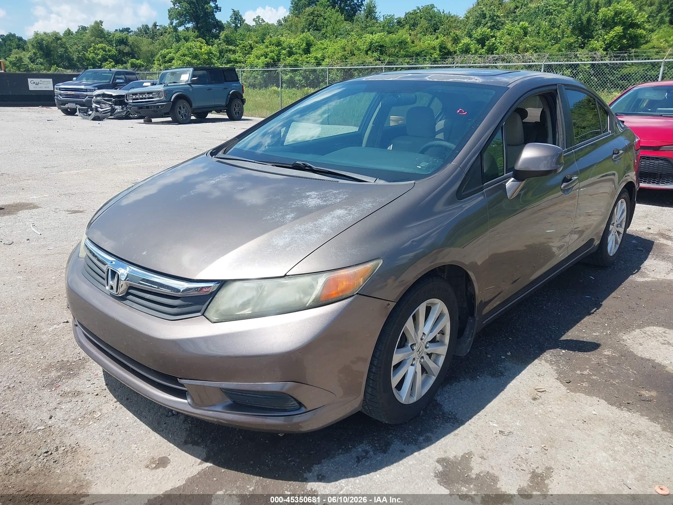 2012 Honda Civic Ex Gray vin: 2HGFB2F83CH551599