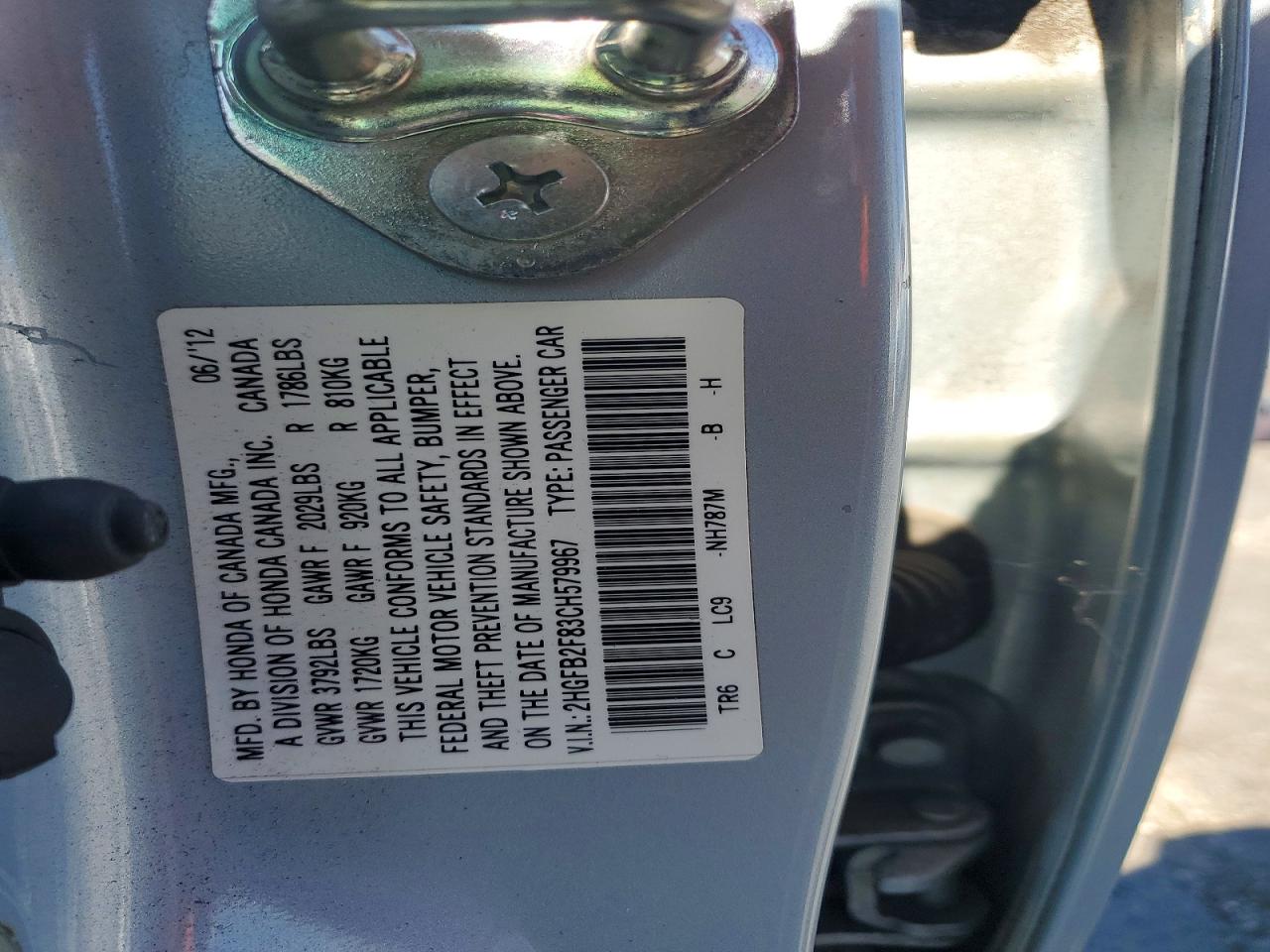 2012 Honda Civic Ex Silver vin: 2HGFB2F83CH579967