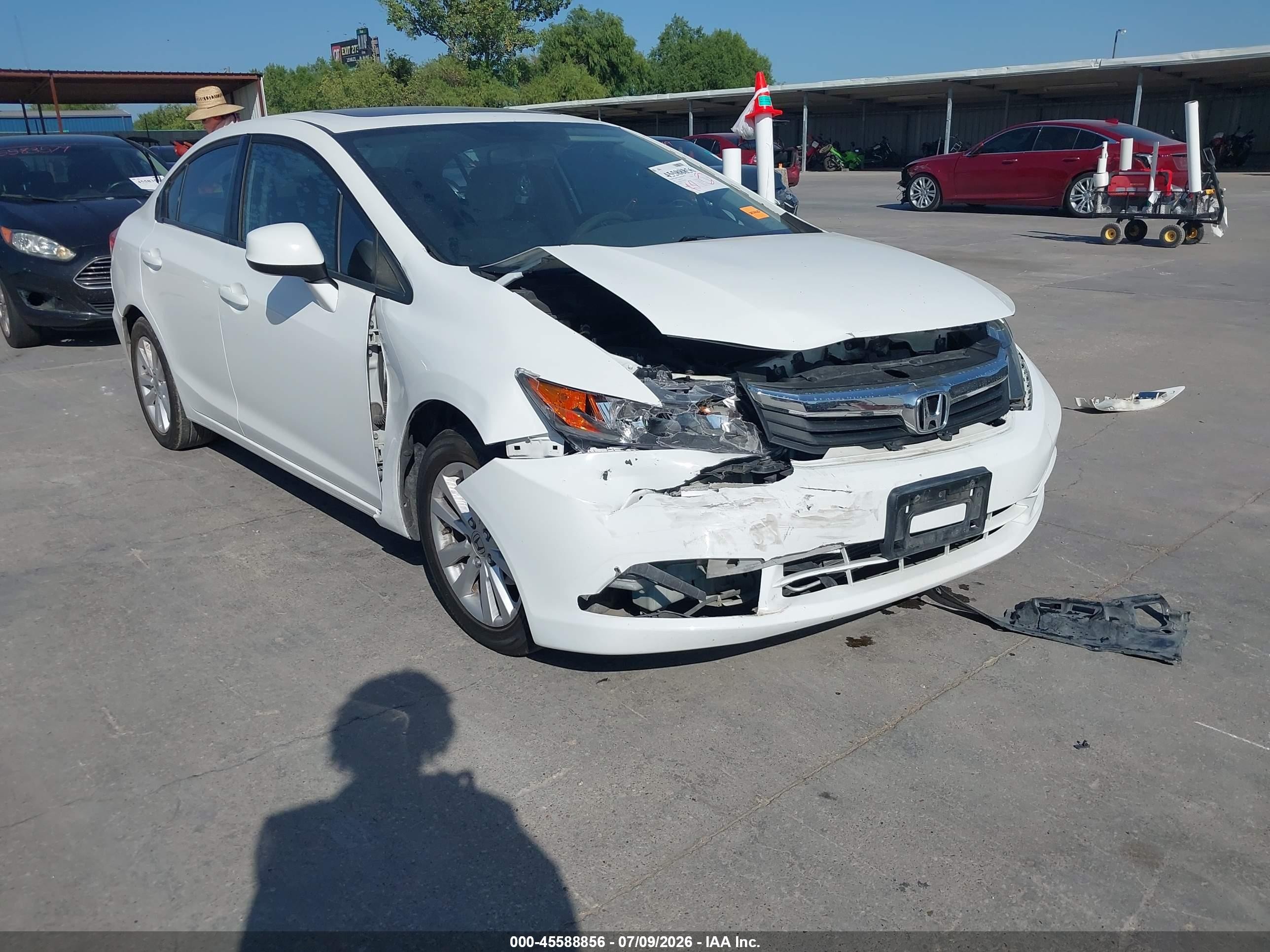2012 Honda Civic Ex White vin: 2HGFB2F83CH583288