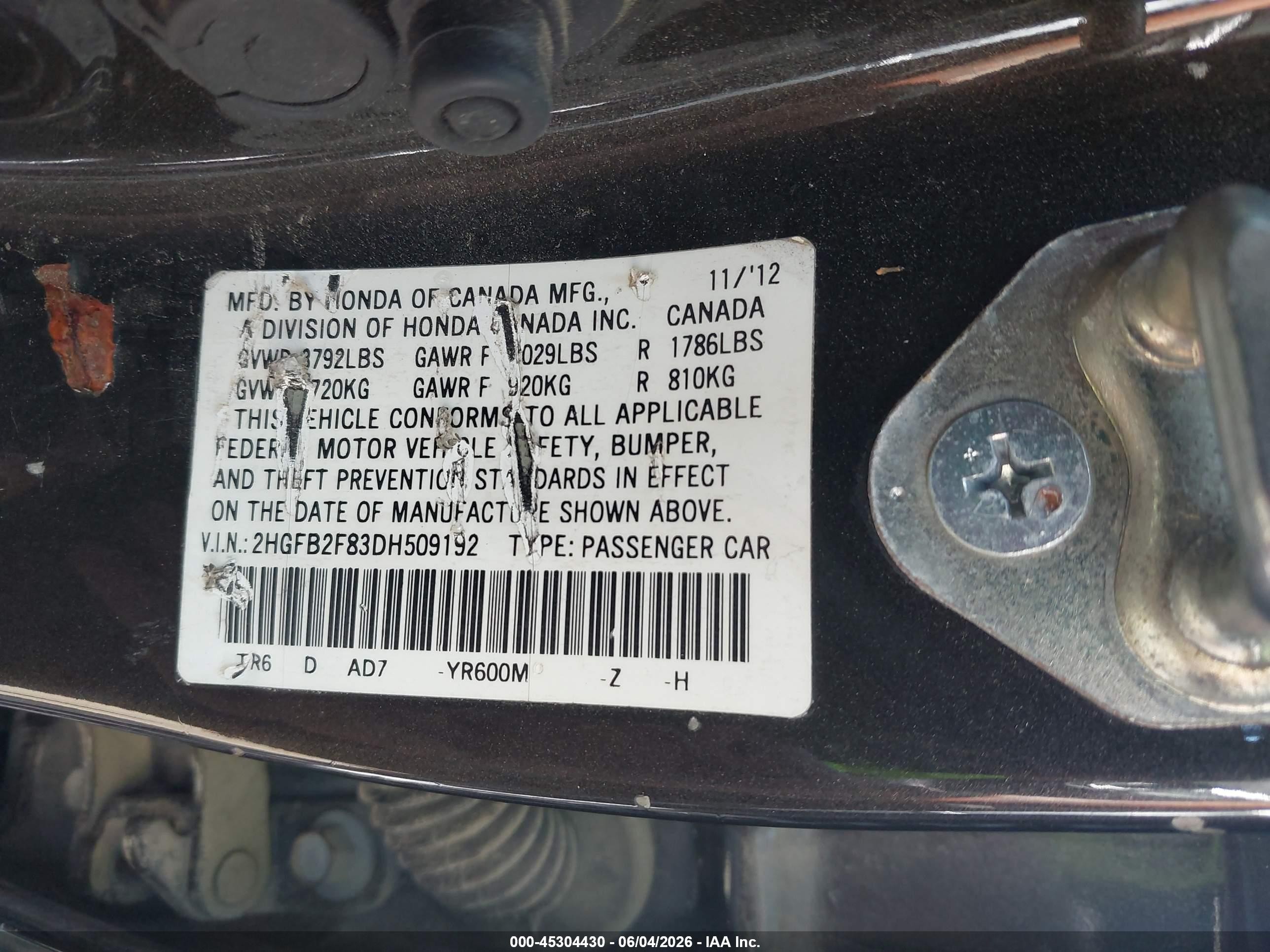 2013 Honda Civic Ex Brown vin: 2HGFB2F83DH509192