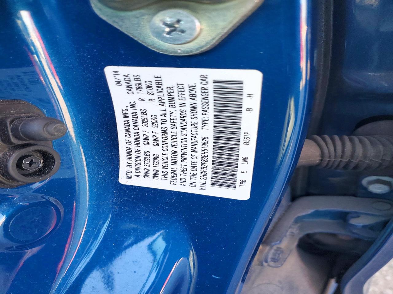 2014 Honda Civic Ex Blue vin: 2HGFB2F83EH519626