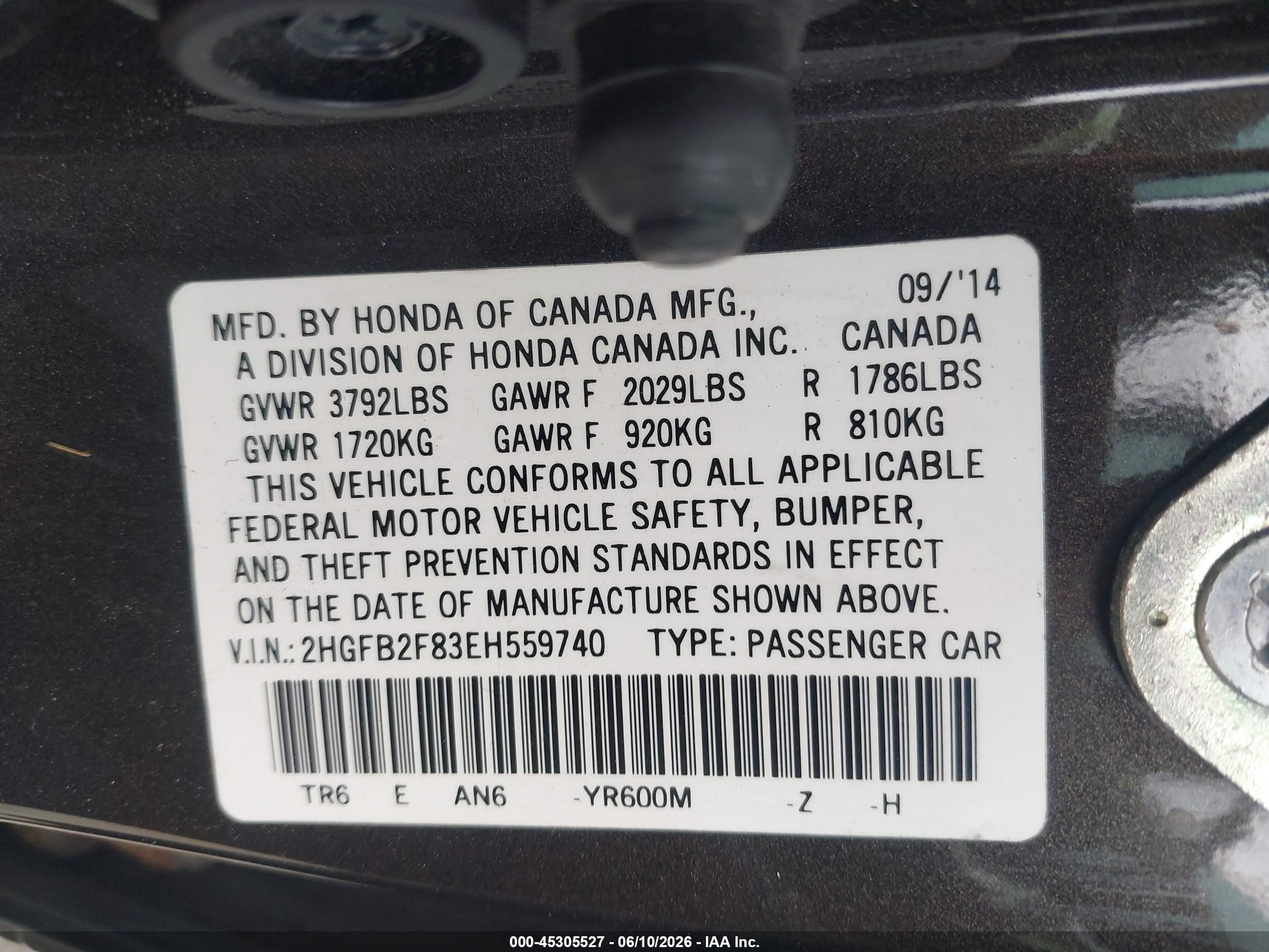 2014 Honda Civic Ex Black vin: 2HGFB2F83EH559740