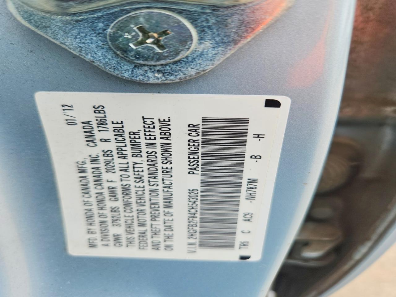 2012 Honda Civic Ex Blue vin: 2HGFB2F84CH543026