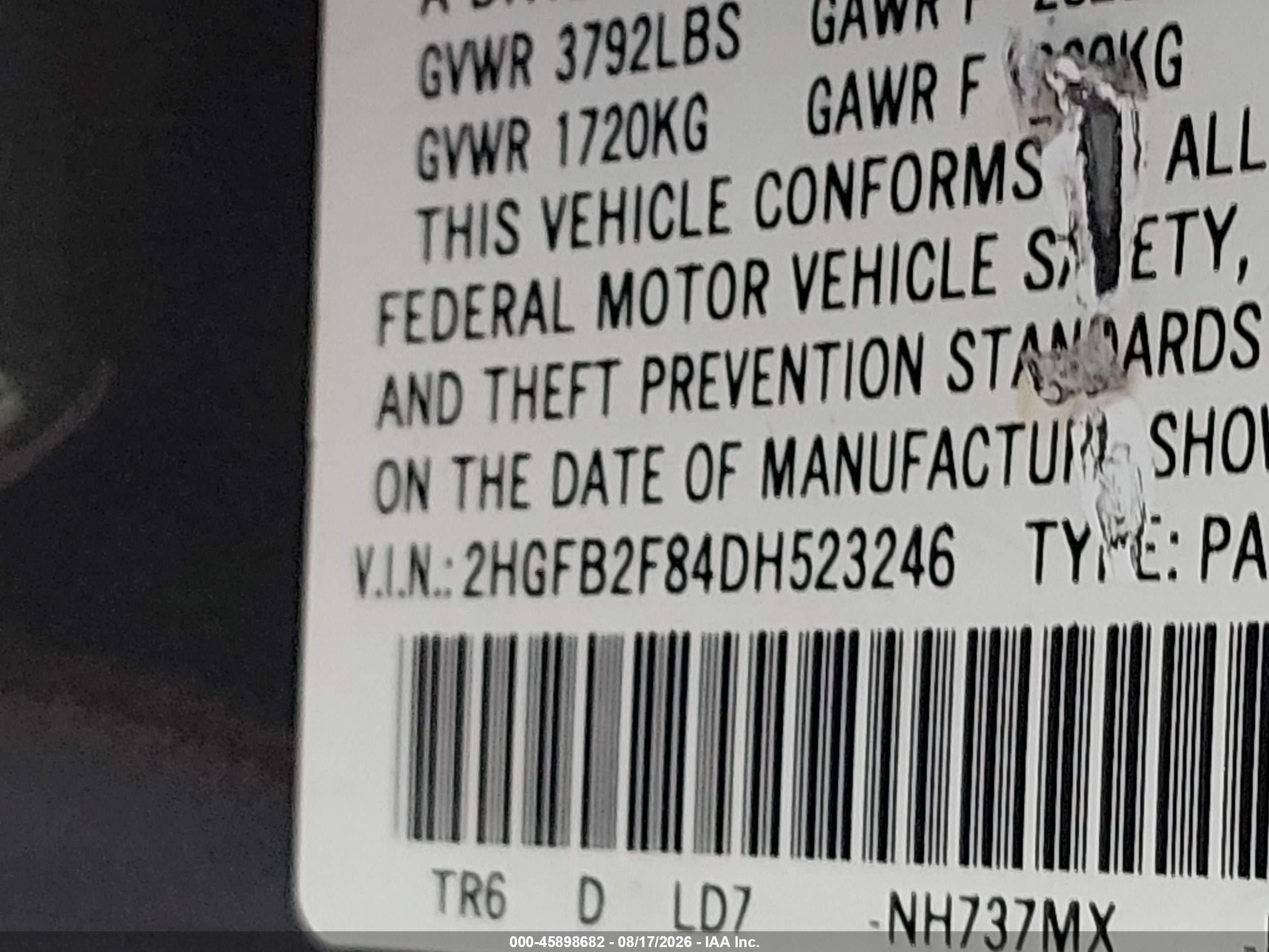 2013 Honda Civic Ex Gray vin: 2HGFB2F84DH523246