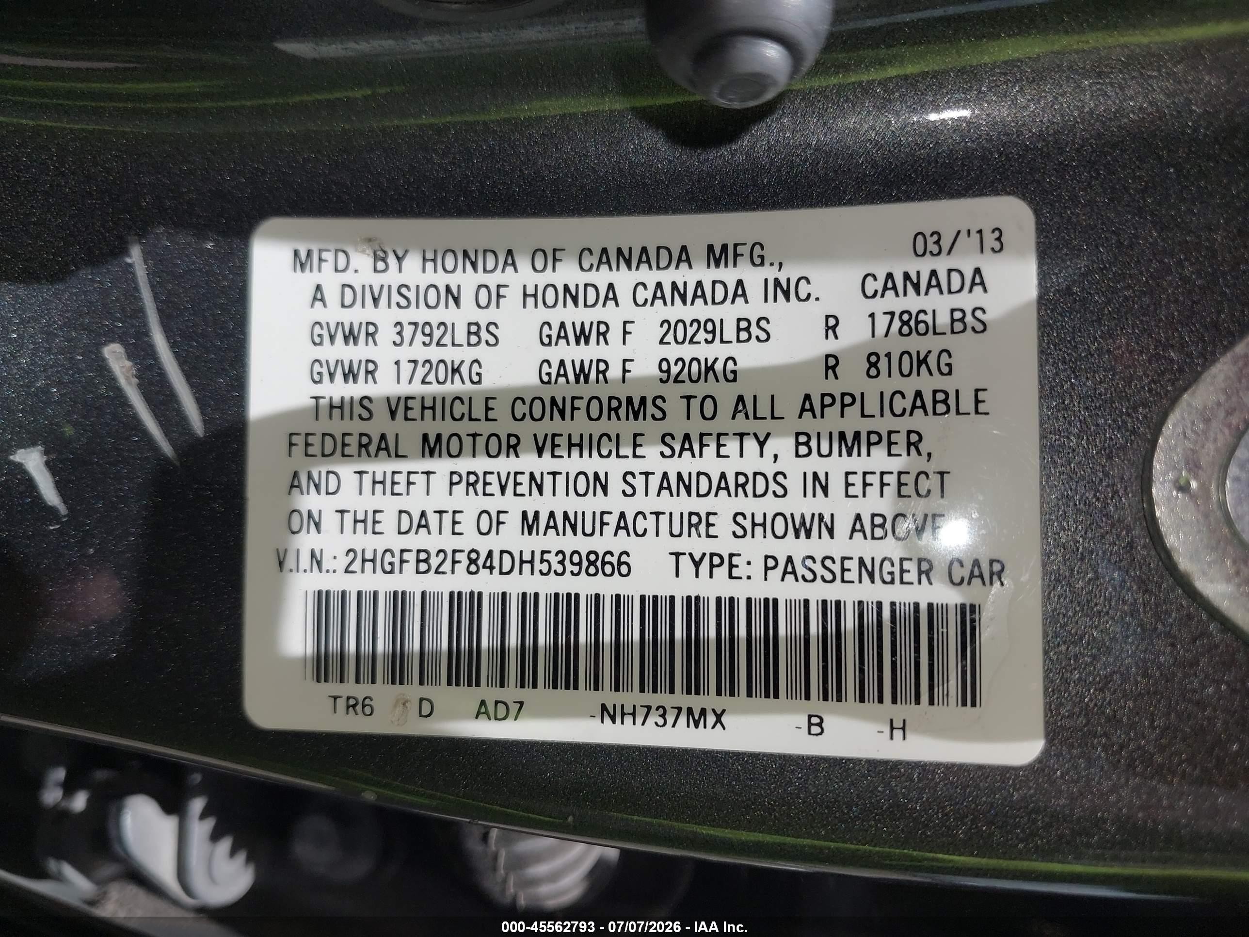 2013 Honda Civic Ex Gray vin: 2HGFB2F84DH539866