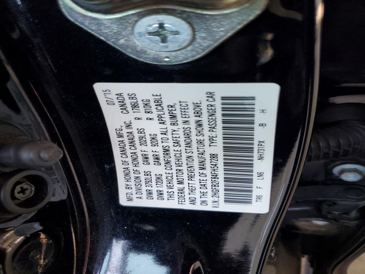 2015 Honda Civic Ex Black vin: 2HGFB2F84FH547288
