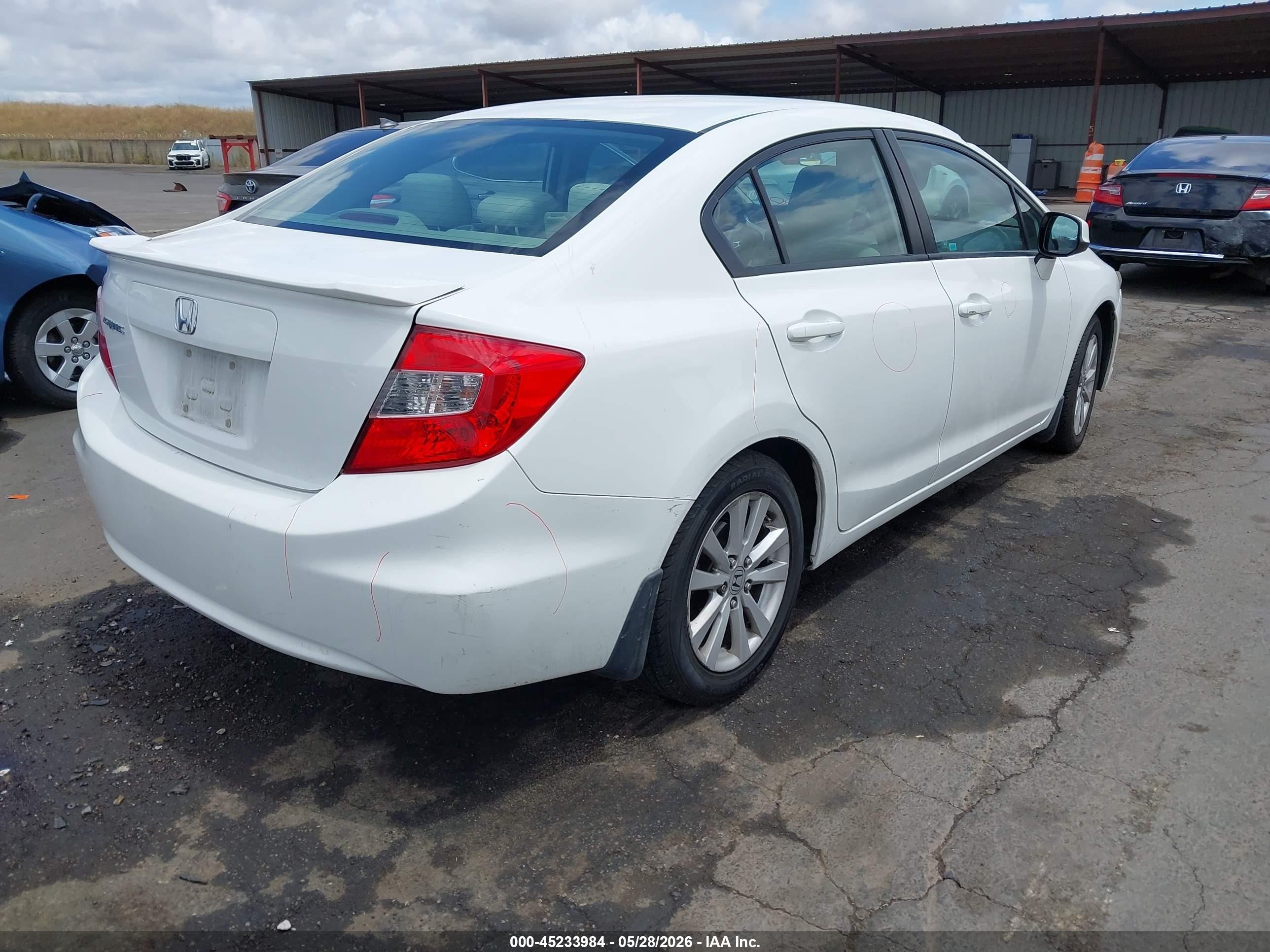 2012 Honda Civic Ex White vin: 2HGFB2F85CH524405