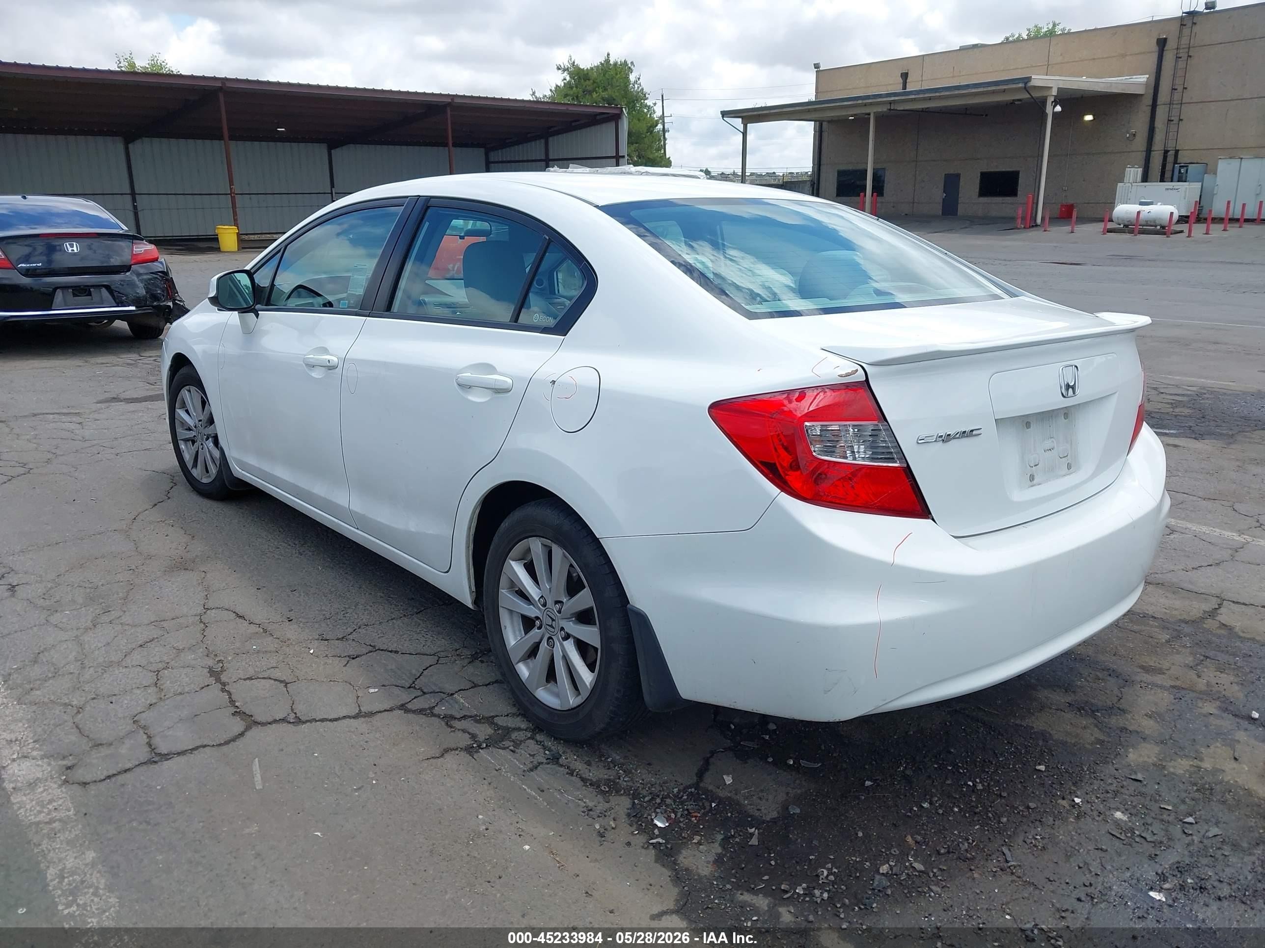 2012 Honda Civic Ex White vin: 2HGFB2F85CH524405