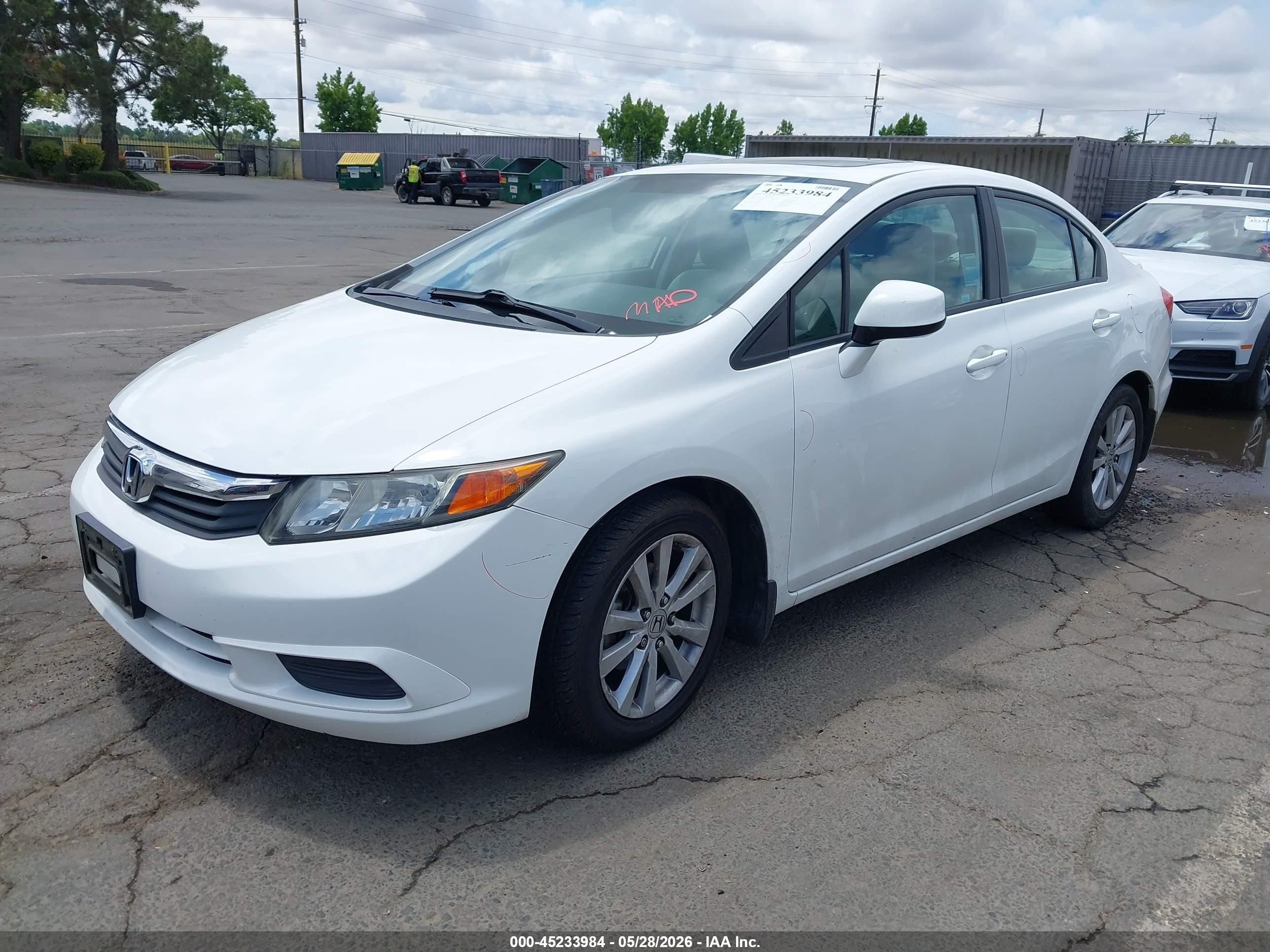 2012 Honda Civic Ex White vin: 2HGFB2F85CH524405