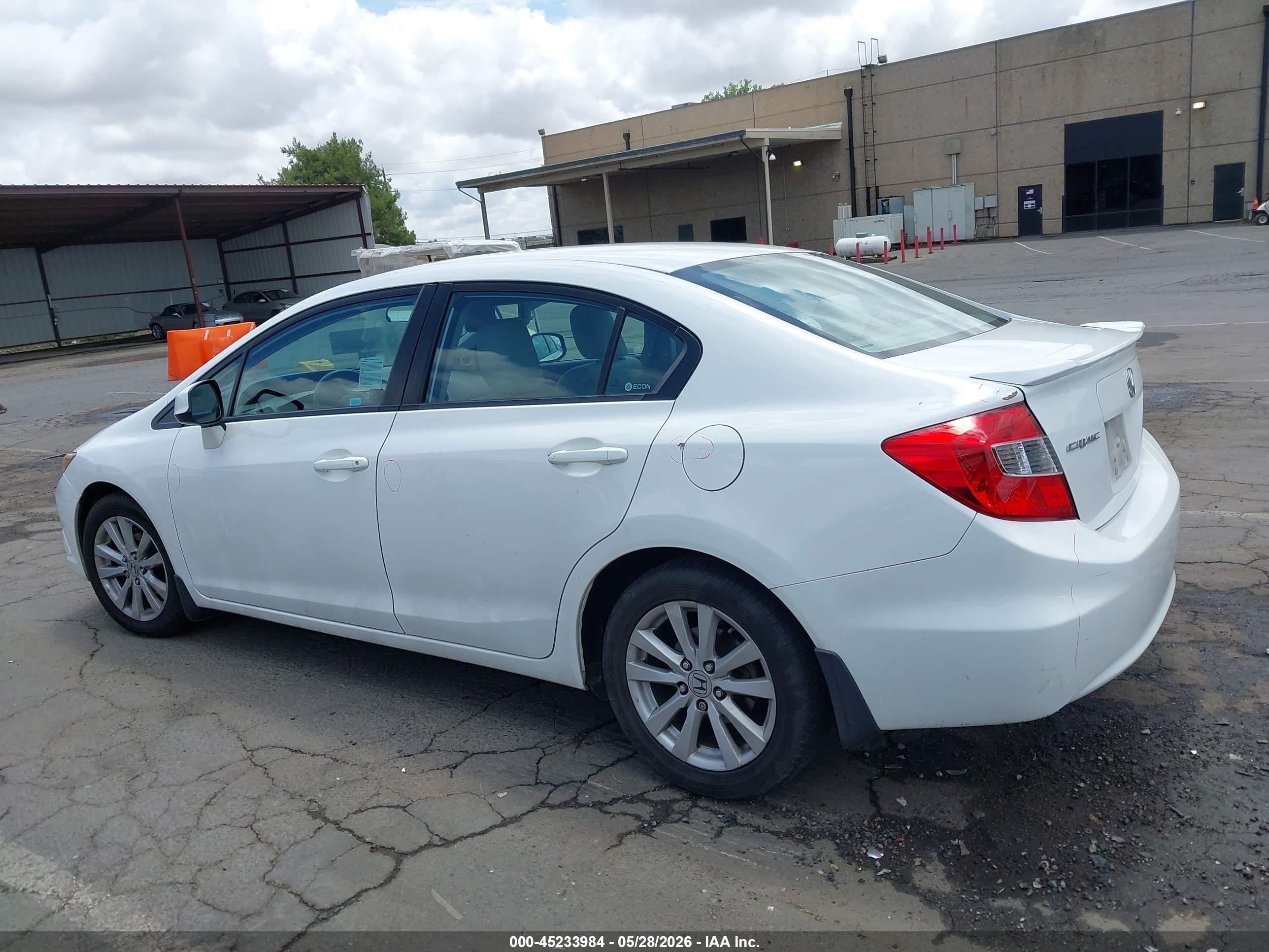 2012 Honda Civic Ex White vin: 2HGFB2F85CH524405