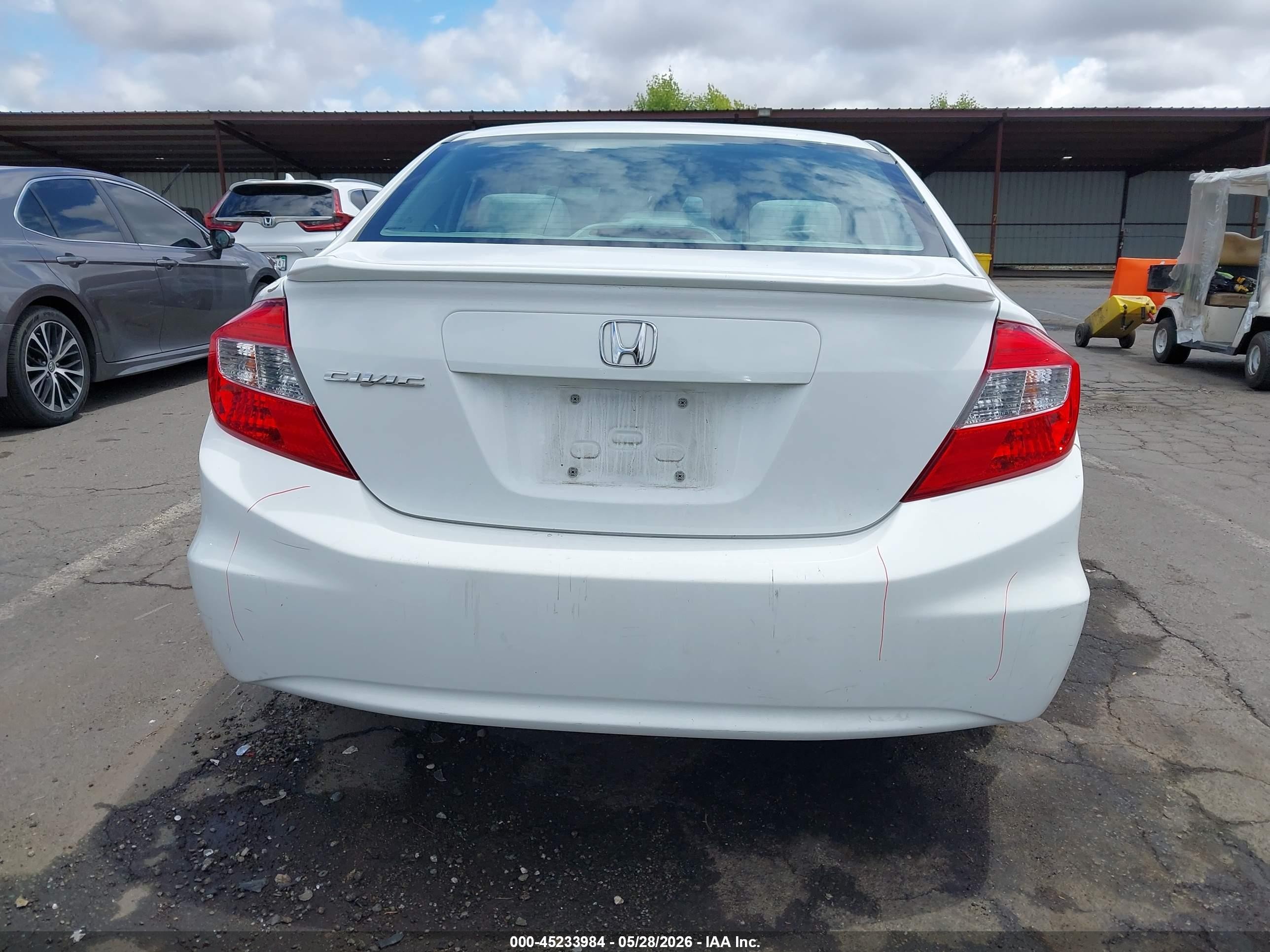 2012 Honda Civic Ex White vin: 2HGFB2F85CH524405
