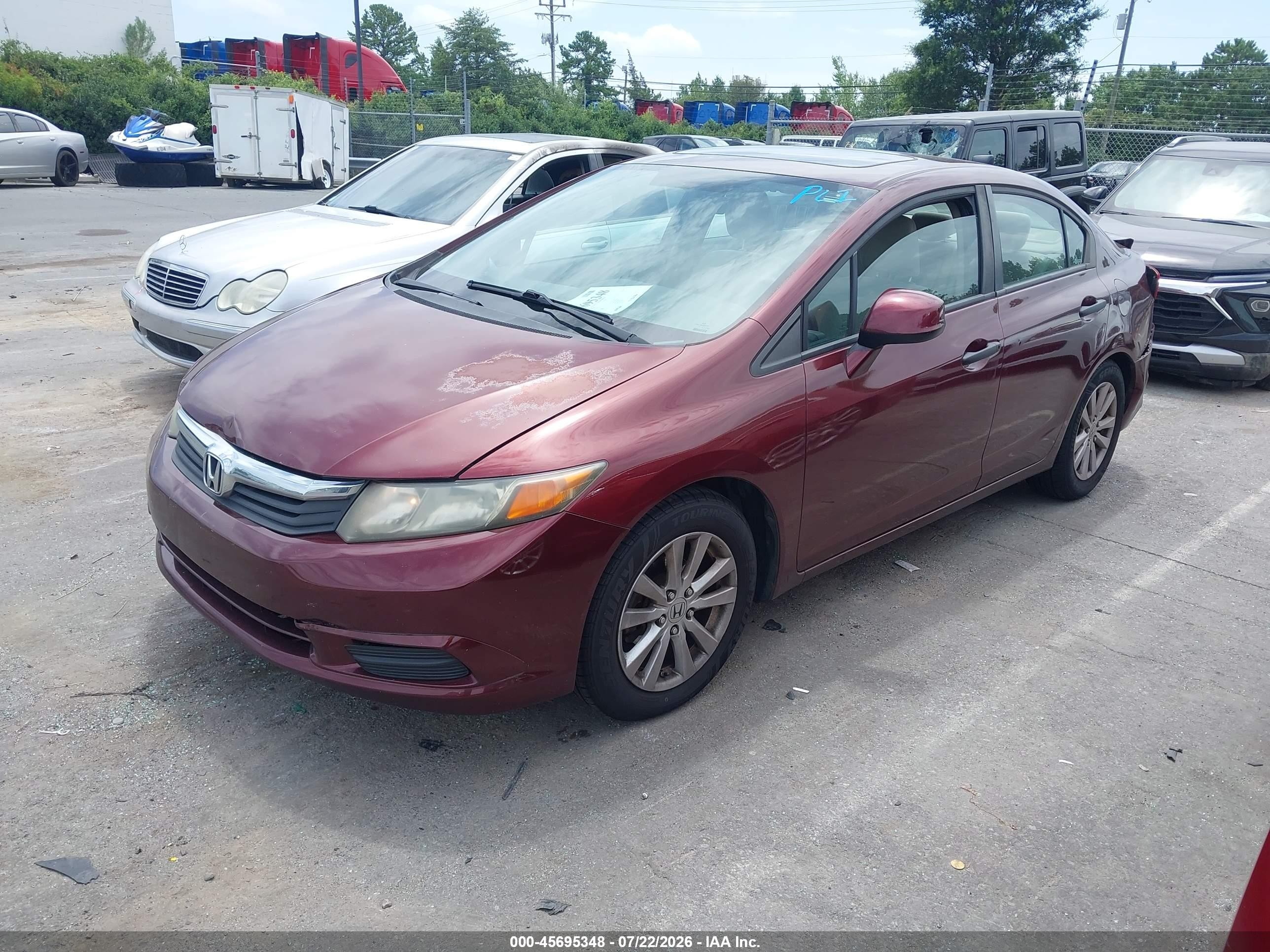 2012 Honda Civic Ex Red vin: 2HGFB2F85CH543763