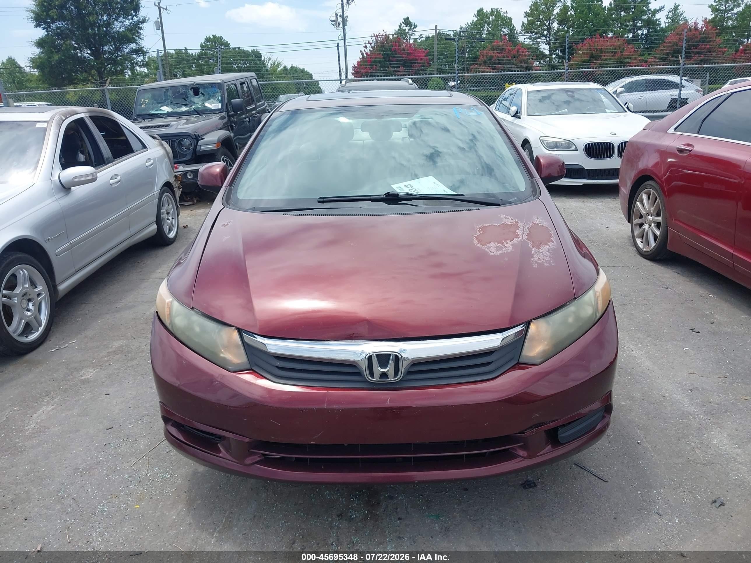 2012 Honda Civic Ex Red vin: 2HGFB2F85CH543763