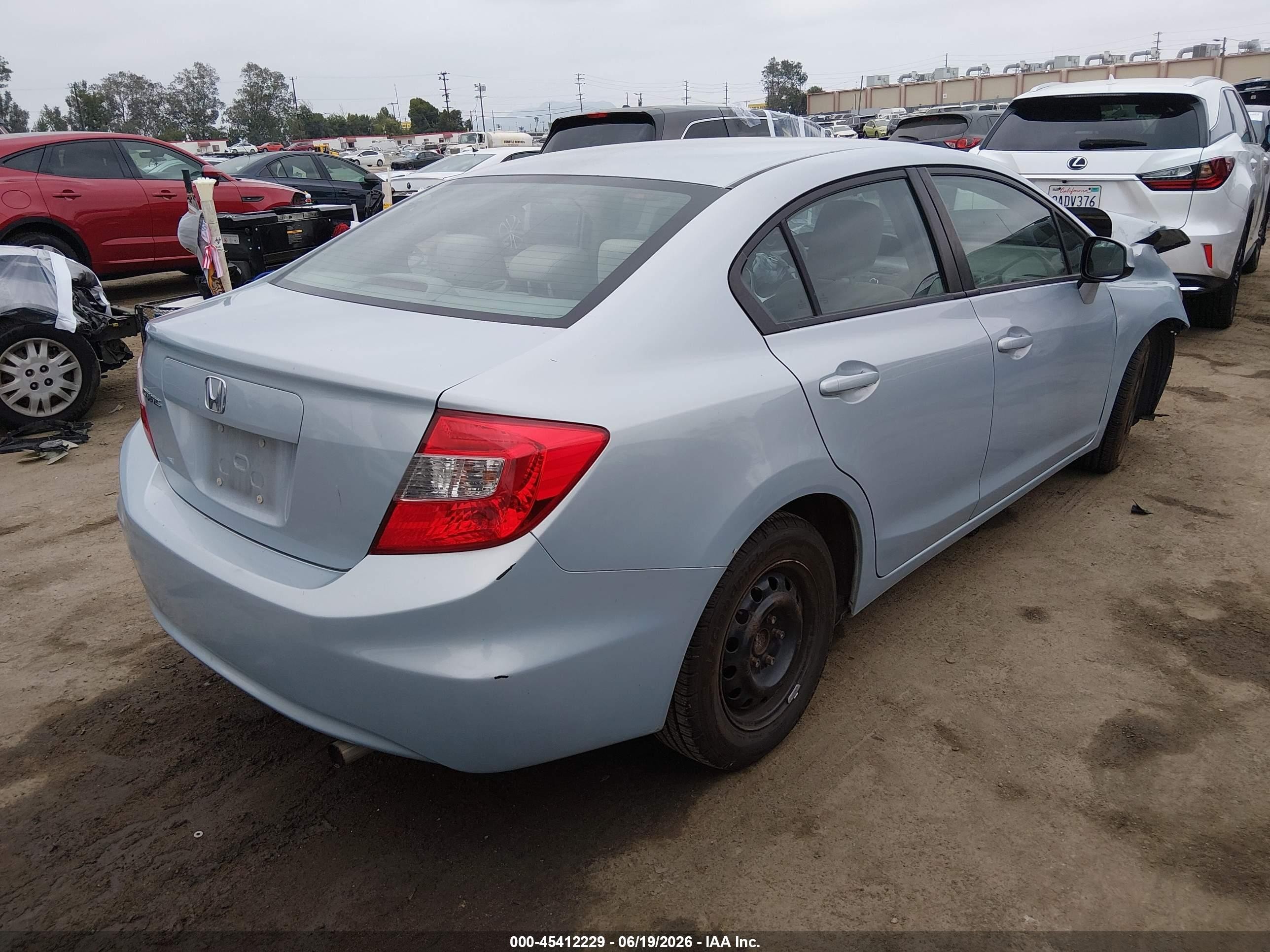 2012 Honda Civic Ex Light Blue vin: 2HGFB2F85CH546047