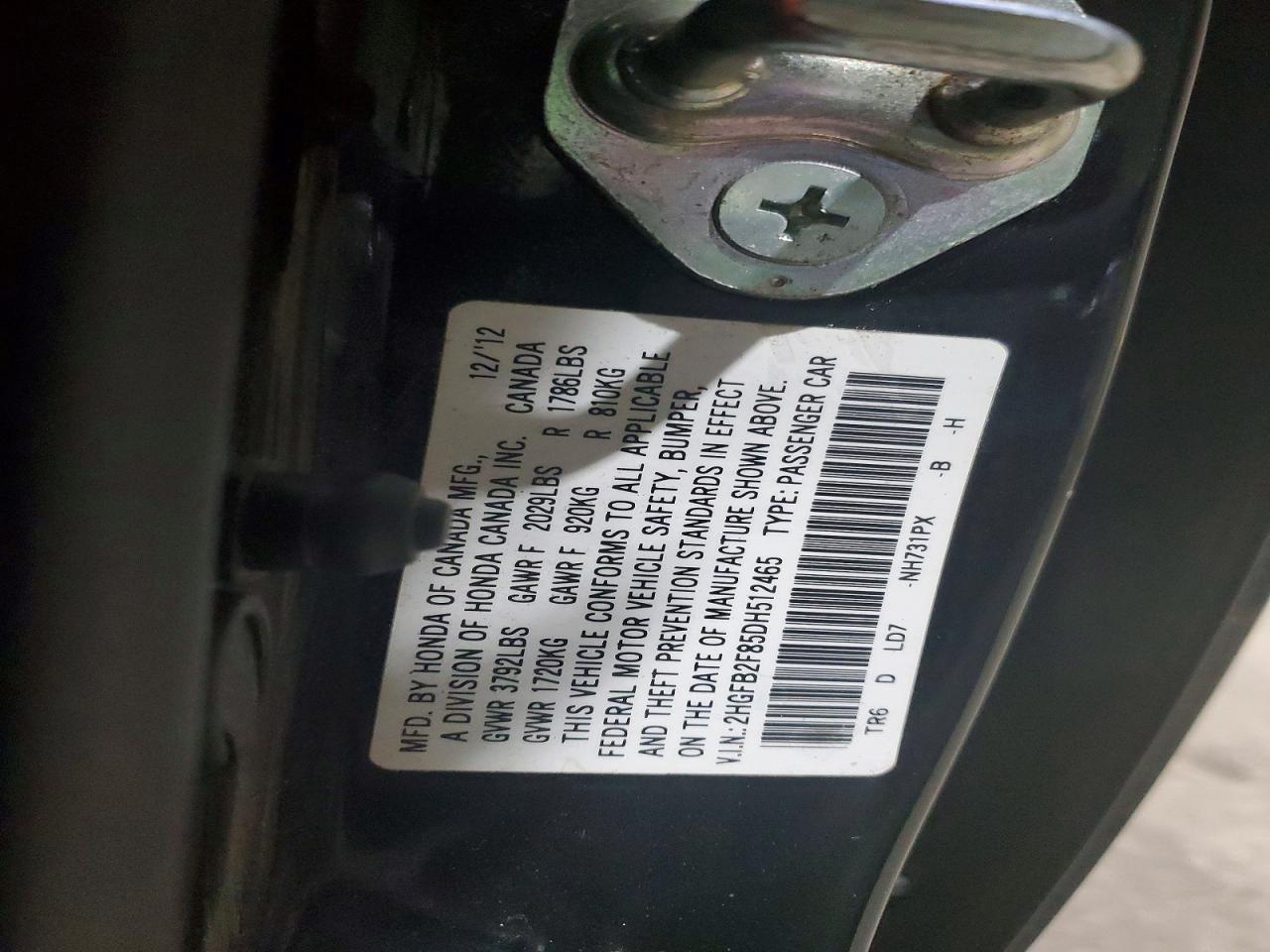 2013 Honda Civic Ex Черный vin: 2HGFB2F85DH512465