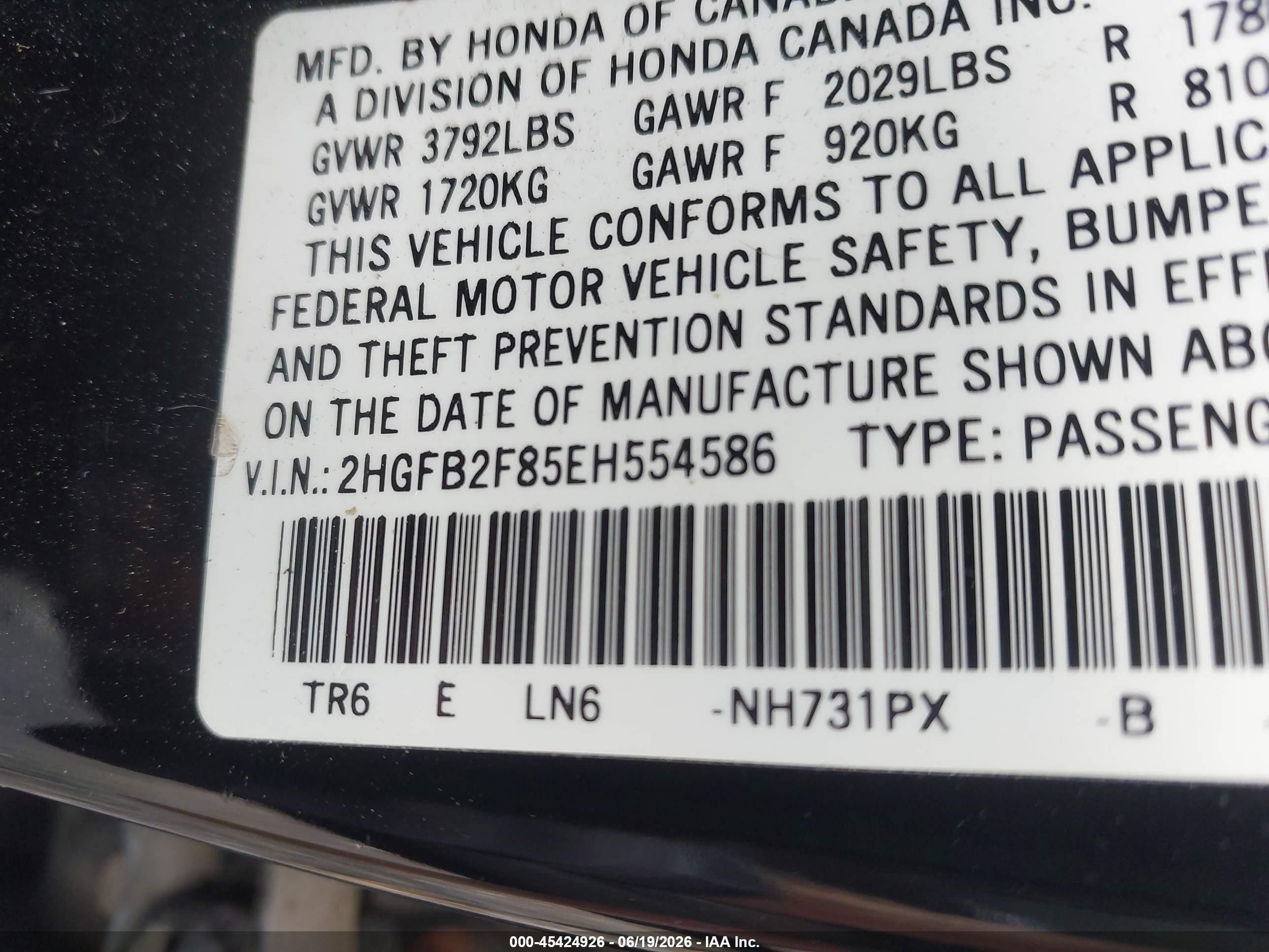 2014 Honda Civic Ex Black vin: 2HGFB2F85EH554586