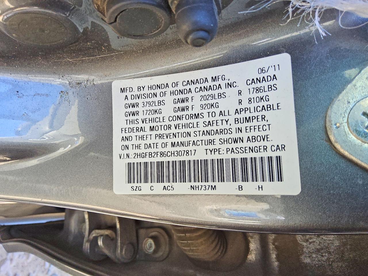 2012 Honda Civic Ex Gray vin: 2HGFB2F86CH307817