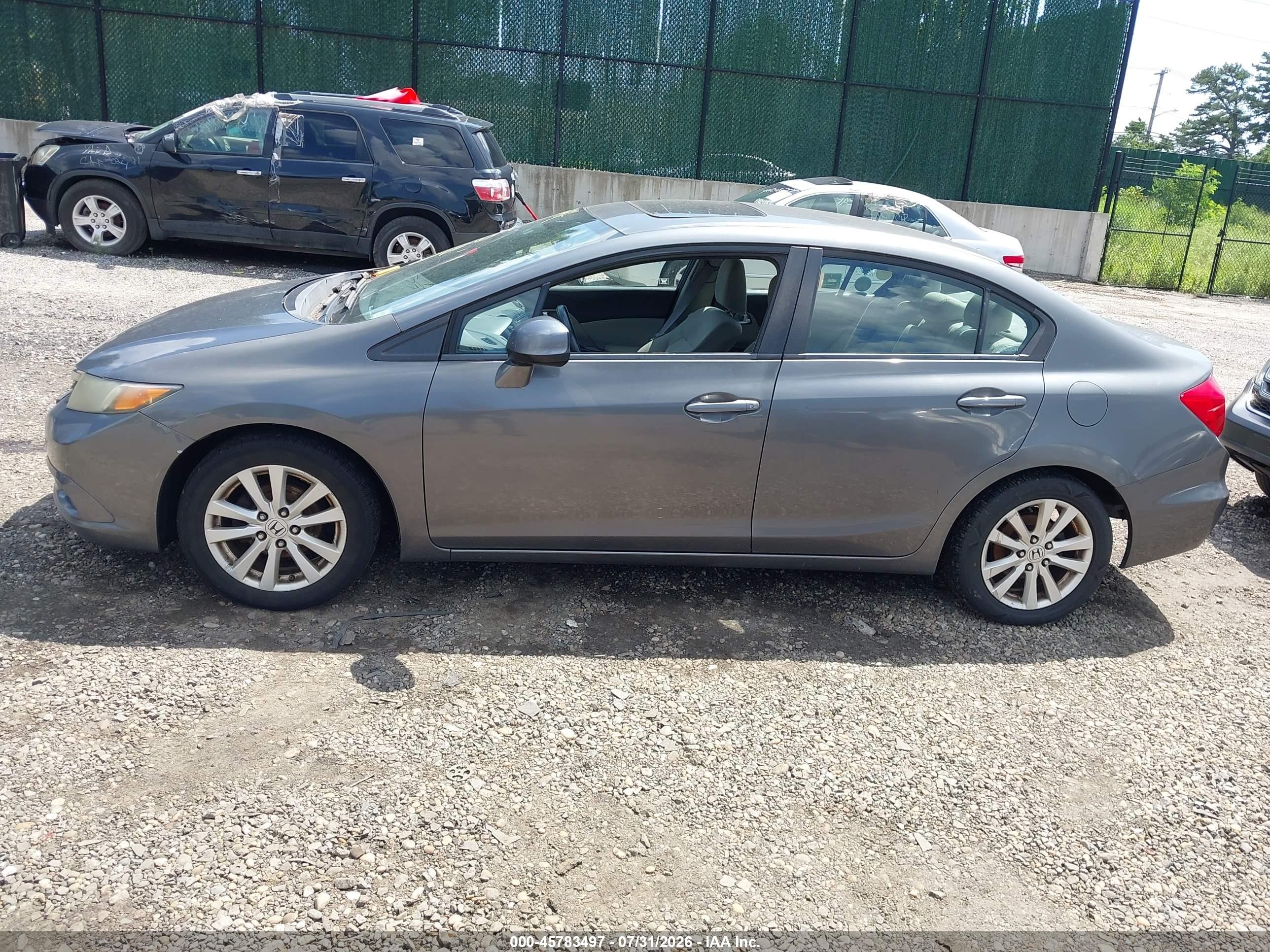 2012 Honda Civic Ex Gray vin: 2HGFB2F86CH316145