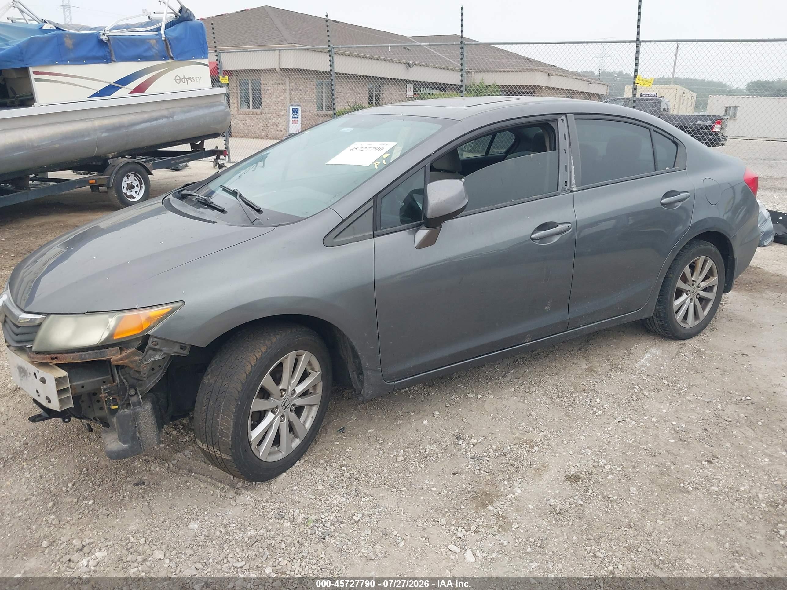 2012 Honda Civic Ex Gray vin: 2HGFB2F86CH543903
