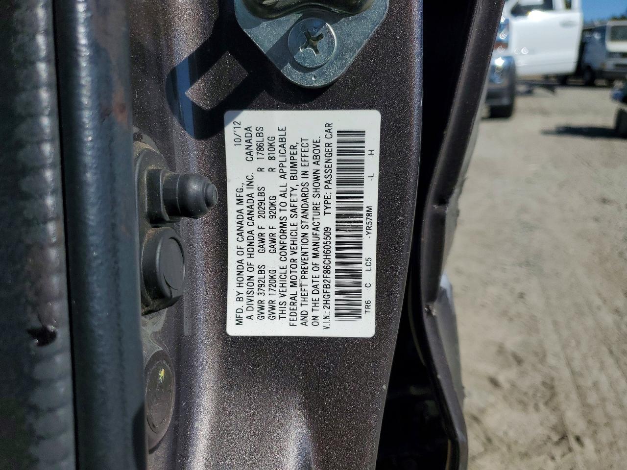 2012 Honda Civic Ex Gray vin: 2HGFB2F86CH605509