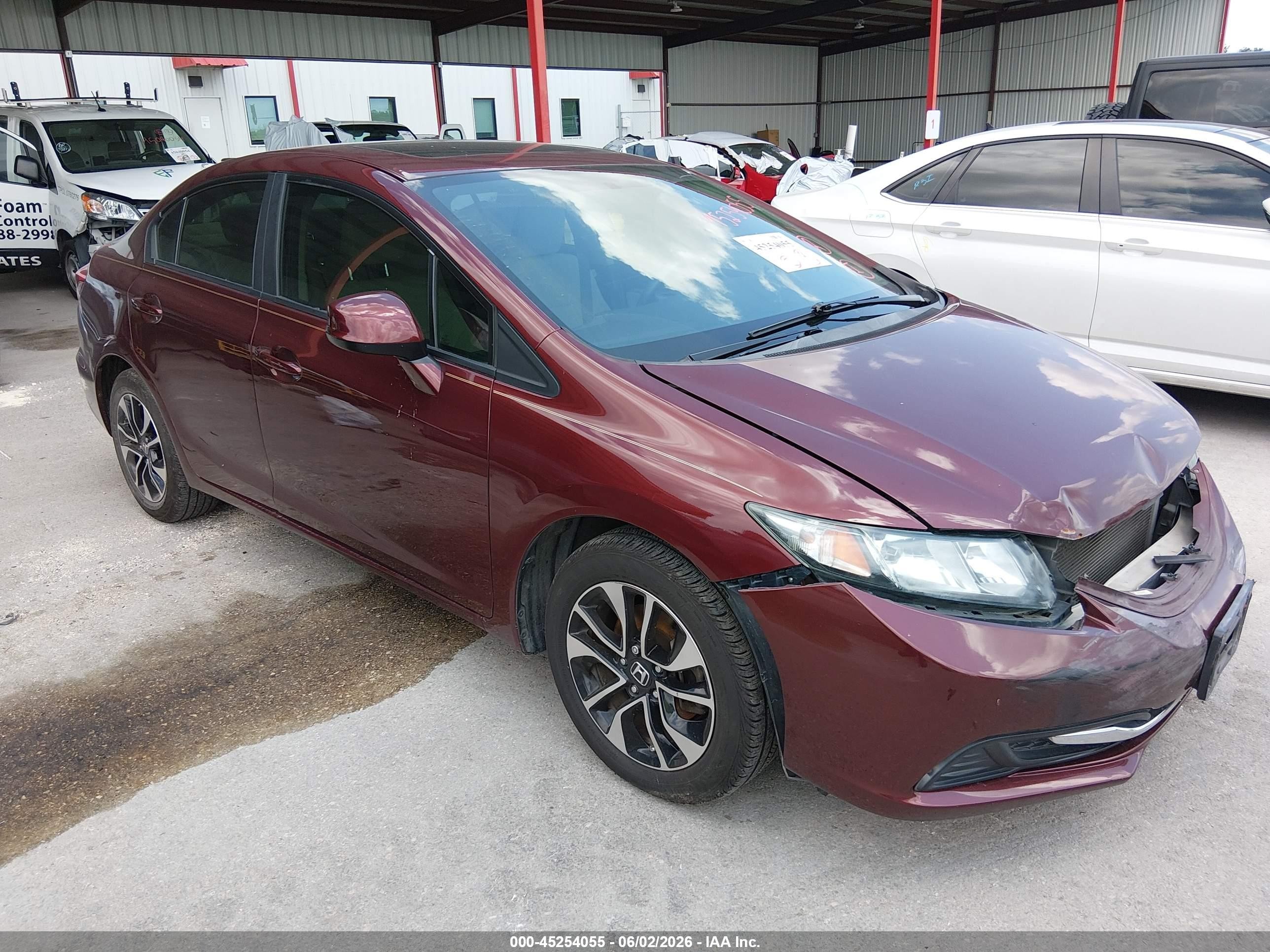 2013 Honda Civic Ex Burgundy vin: 2HGFB2F86DH539335