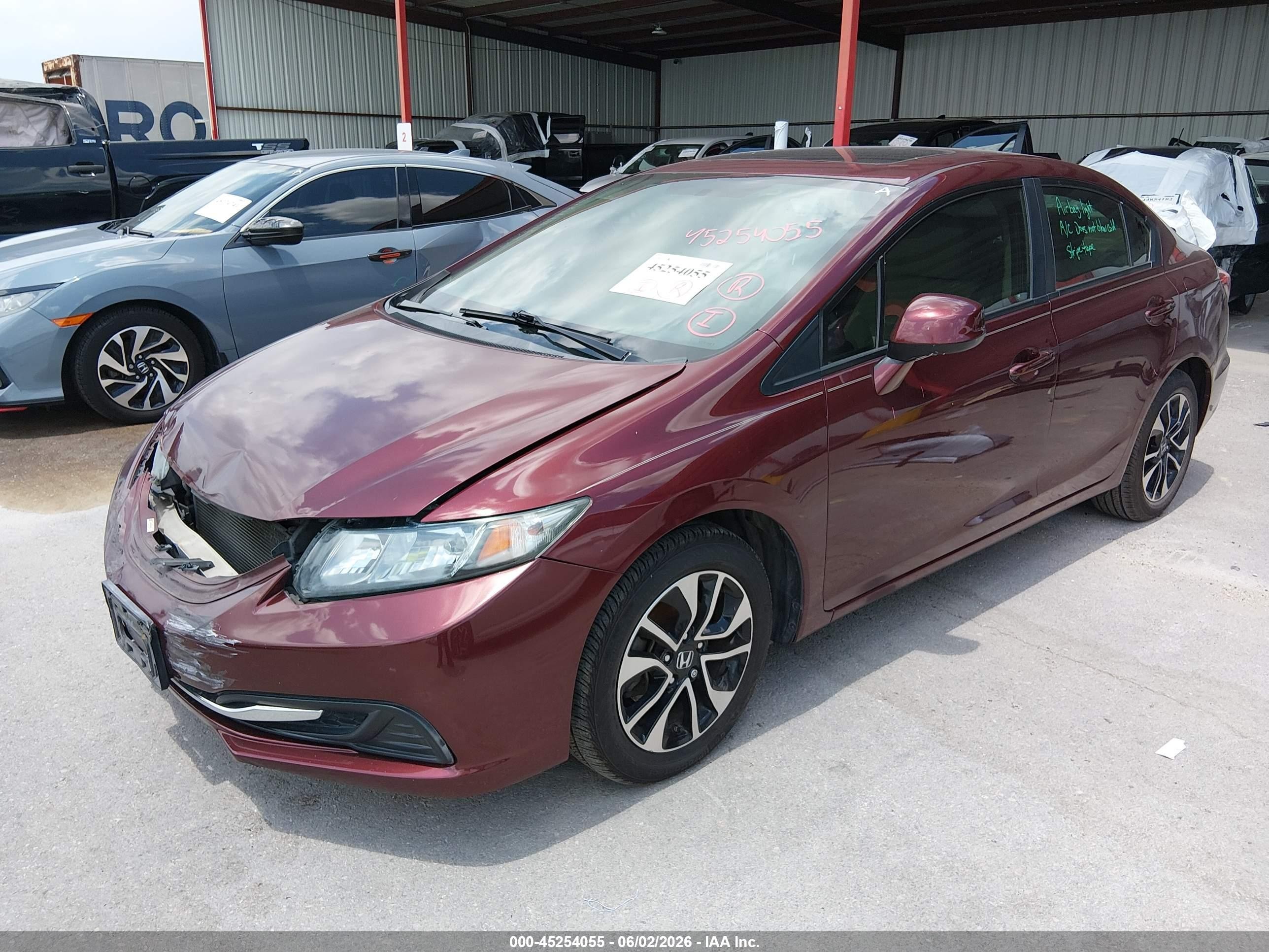 2013 Honda Civic Ex Burgundy vin: 2HGFB2F86DH539335
