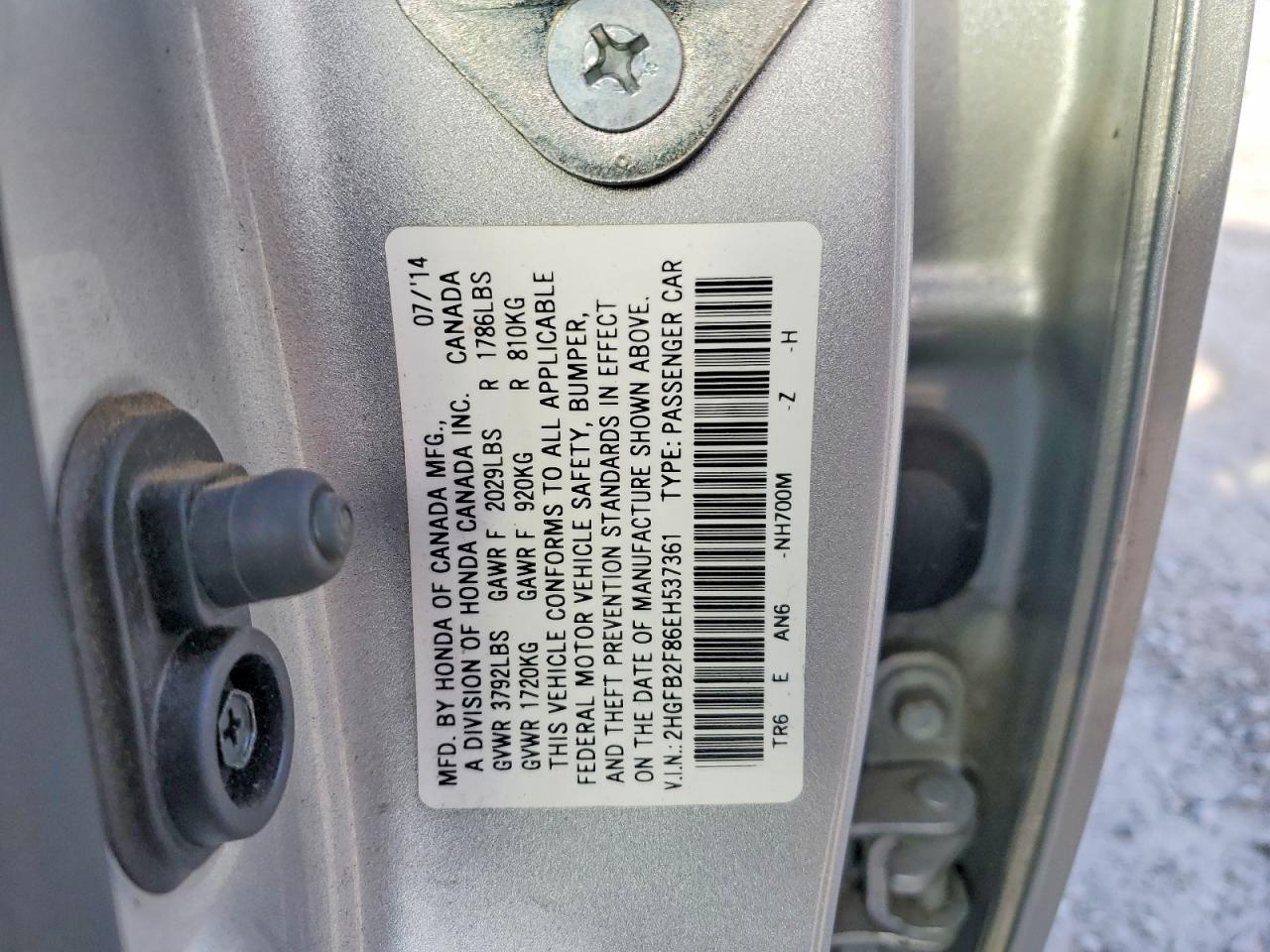 2014 Honda Civic Ex Silver vin: 2HGFB2F86EH537361