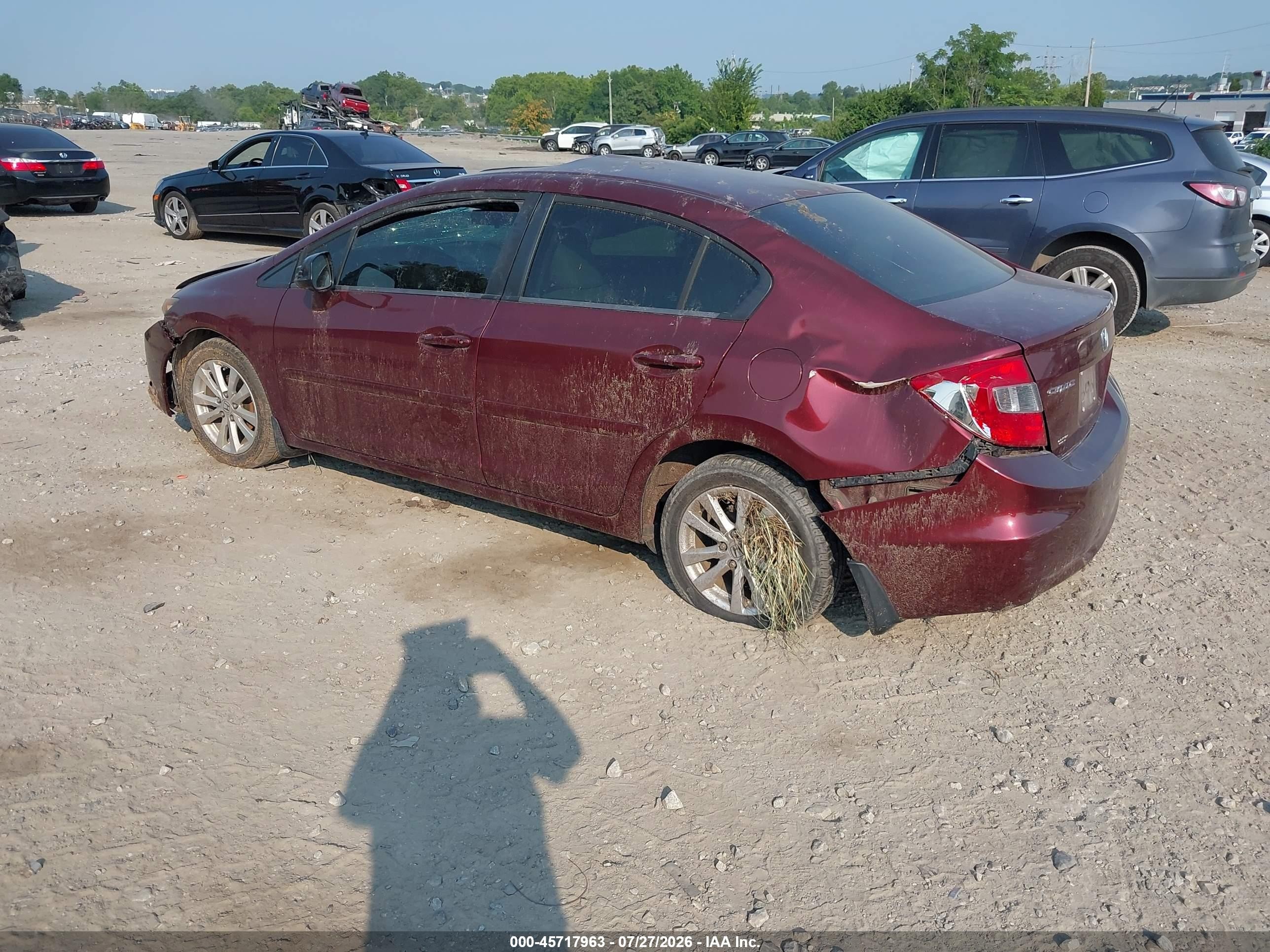 2012 Honda Civic Ex Burgundy vin: 2HGFB2F87CH510280