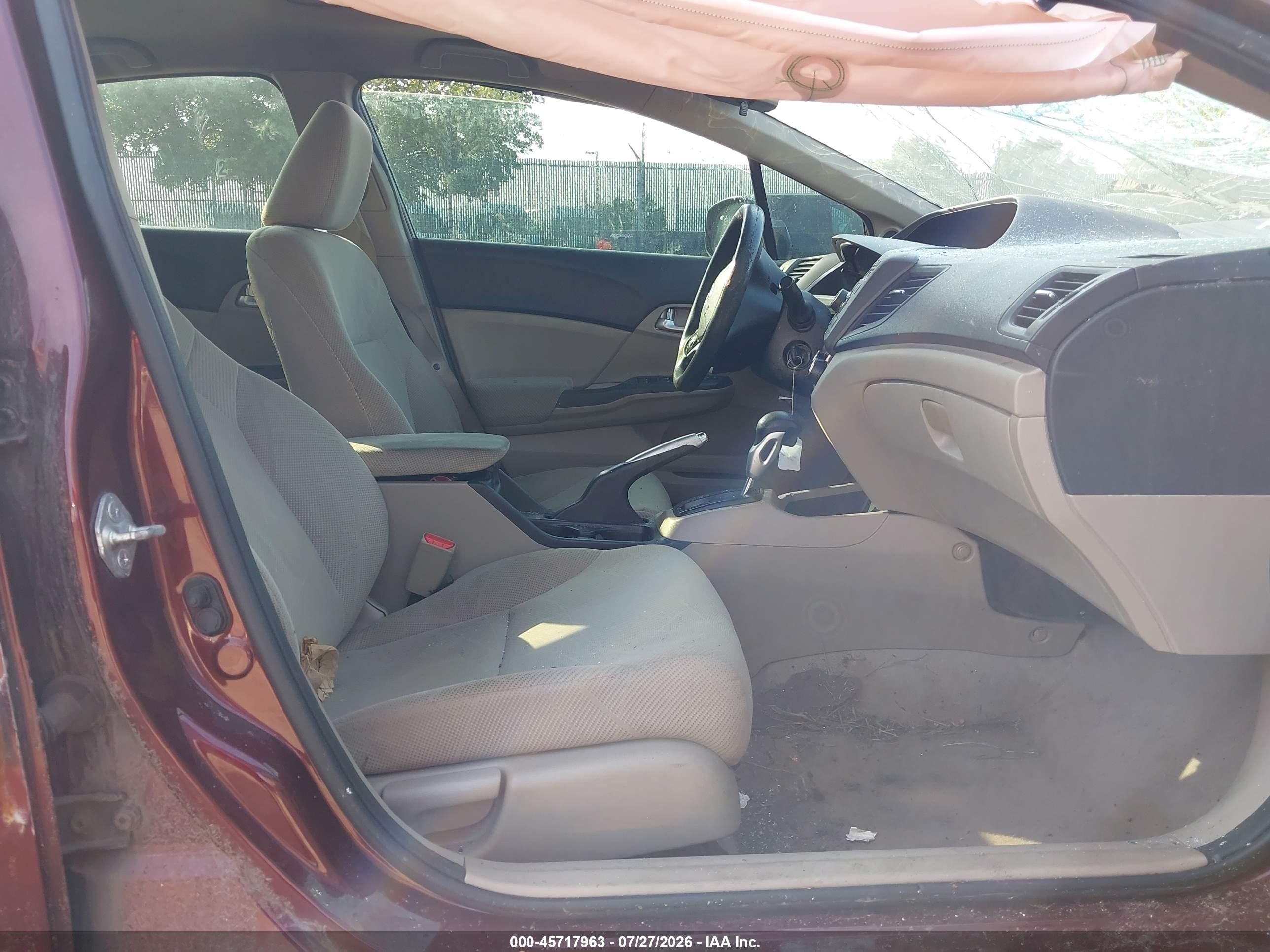 2012 Honda Civic Ex Burgundy vin: 2HGFB2F87CH510280