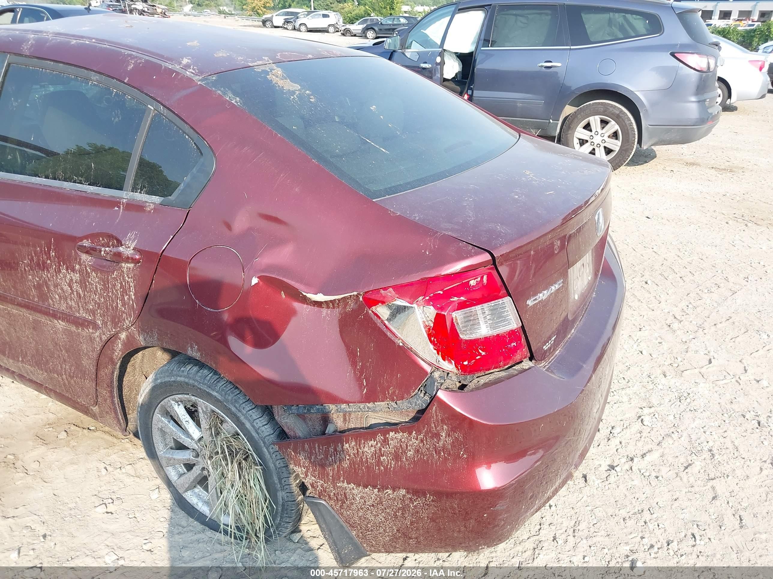 2012 Honda Civic Ex Burgundy vin: 2HGFB2F87CH510280