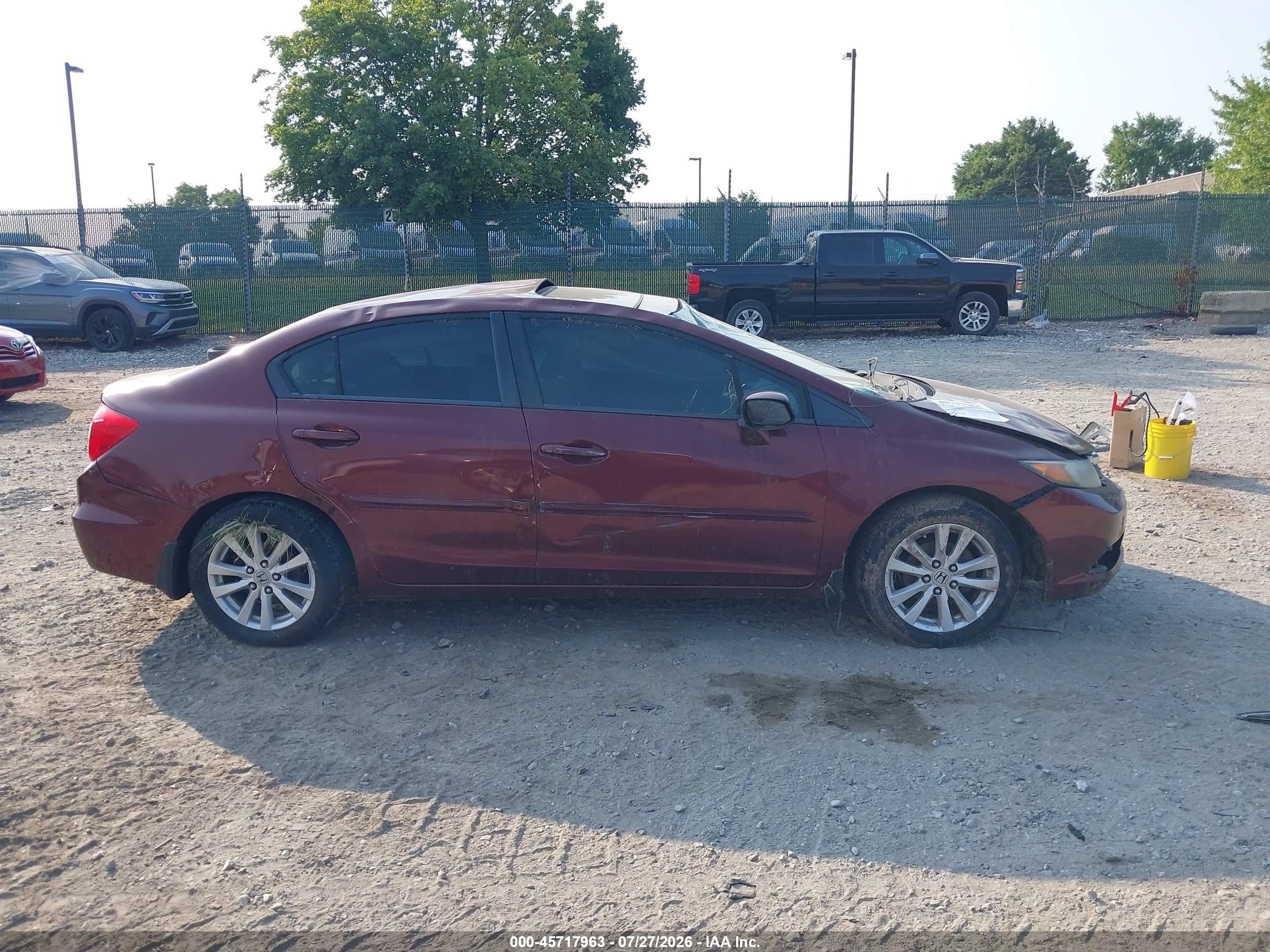 2012 Honda Civic Ex Burgundy vin: 2HGFB2F87CH510280