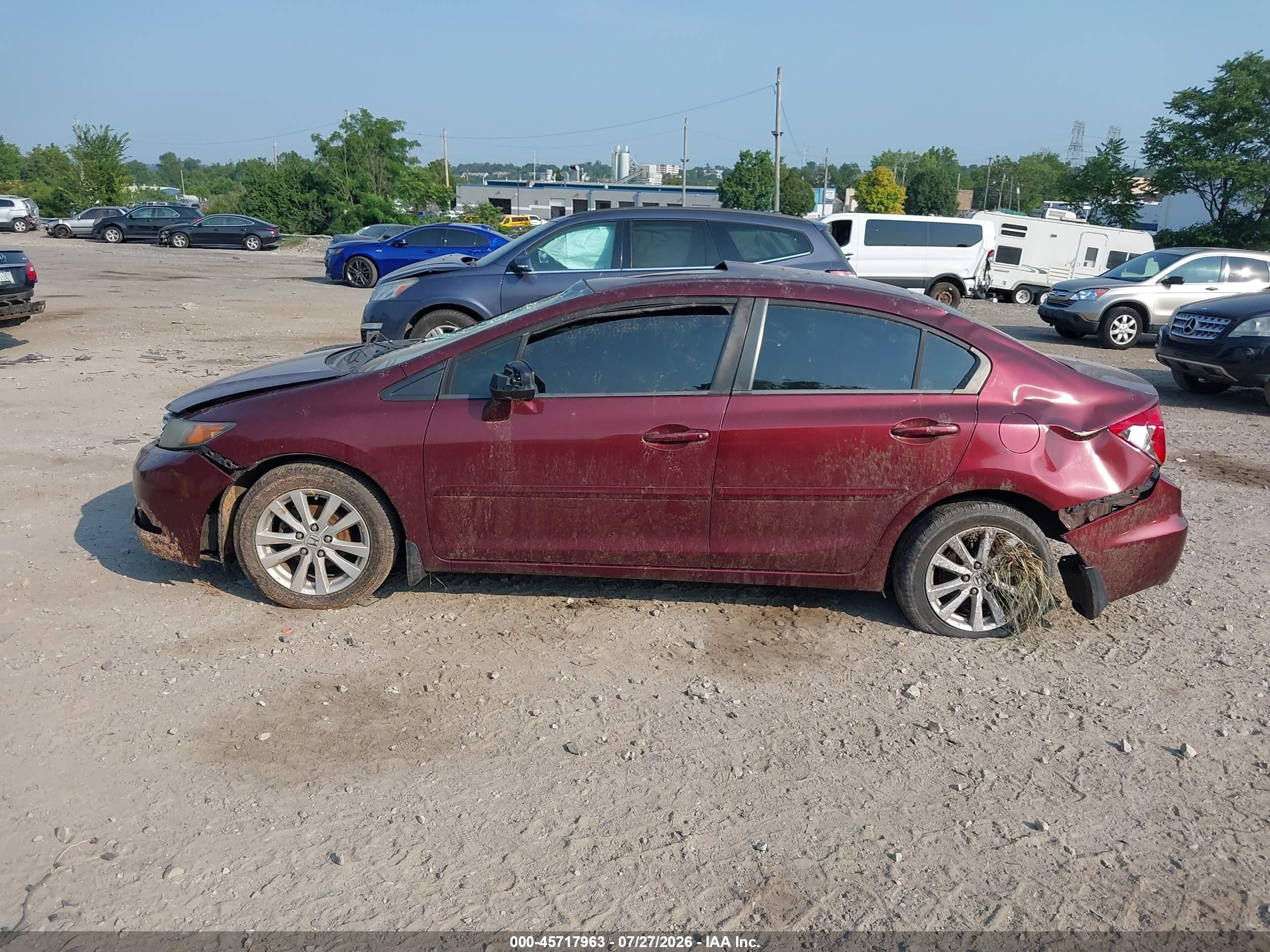 2012 Honda Civic Ex Burgundy vin: 2HGFB2F87CH510280