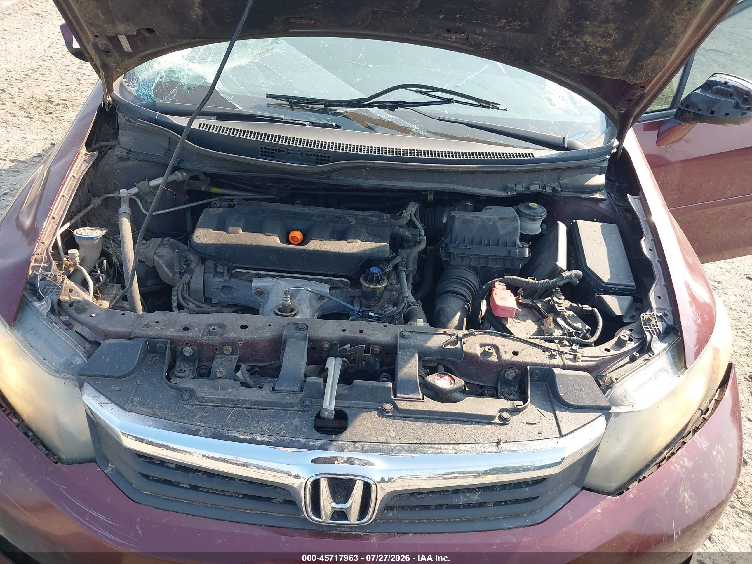 2012 Honda Civic Ex Burgundy vin: 2HGFB2F87CH510280