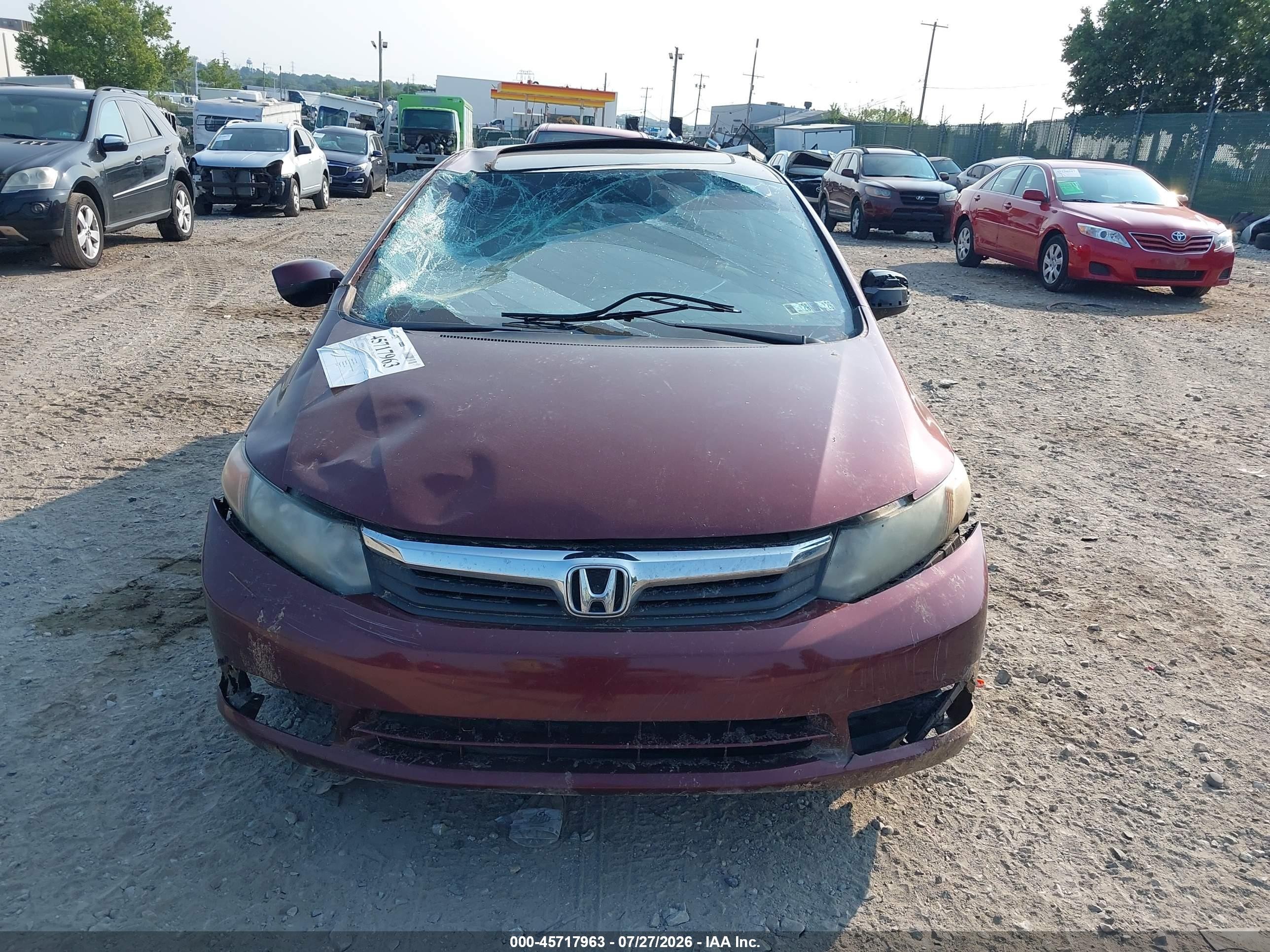 2012 Honda Civic Ex Burgundy vin: 2HGFB2F87CH510280