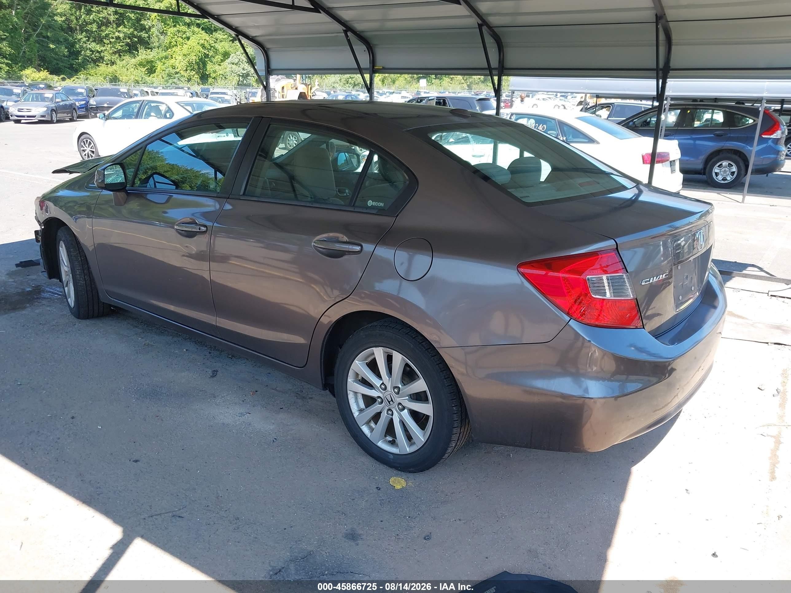 2012 Honda Civic Ex Gray vin: 2HGFB2F87CH514782