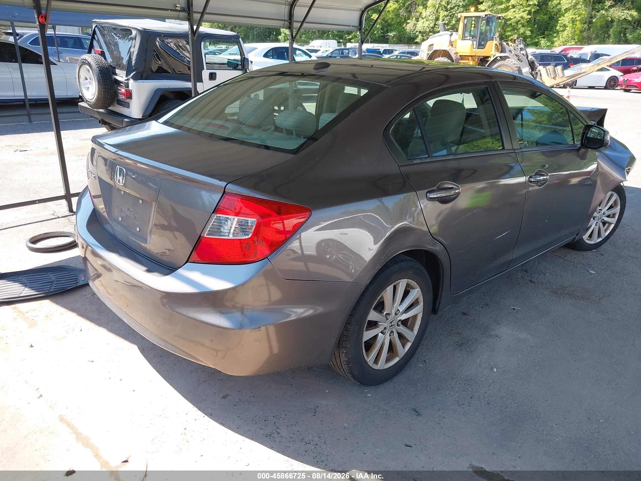 2012 Honda Civic Ex Gray vin: 2HGFB2F87CH514782