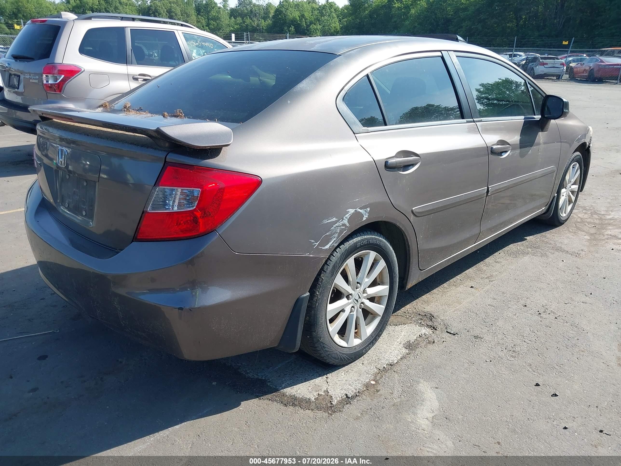 2012 Honda Civic Ex Gray vin: 2HGFB2F87CH544543
