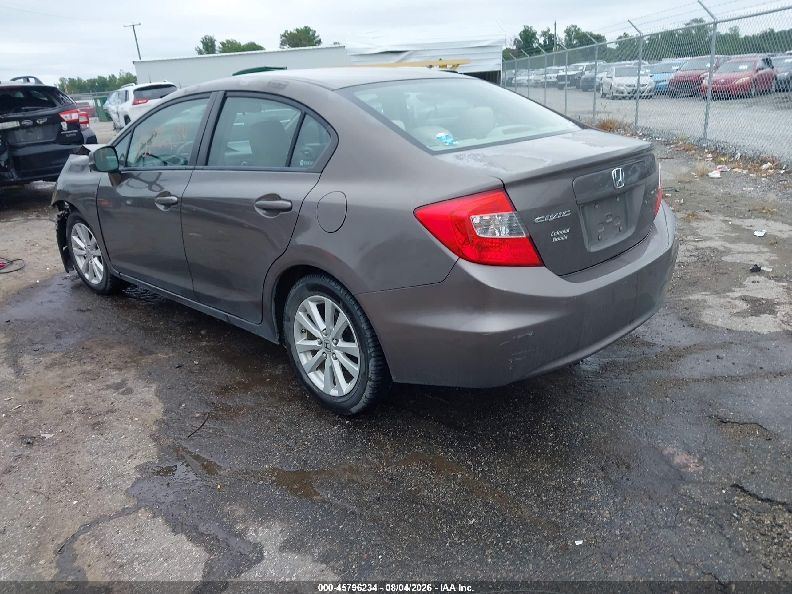 2012 Honda Civic Ex Brown vin: 2HGFB2F87CH551606