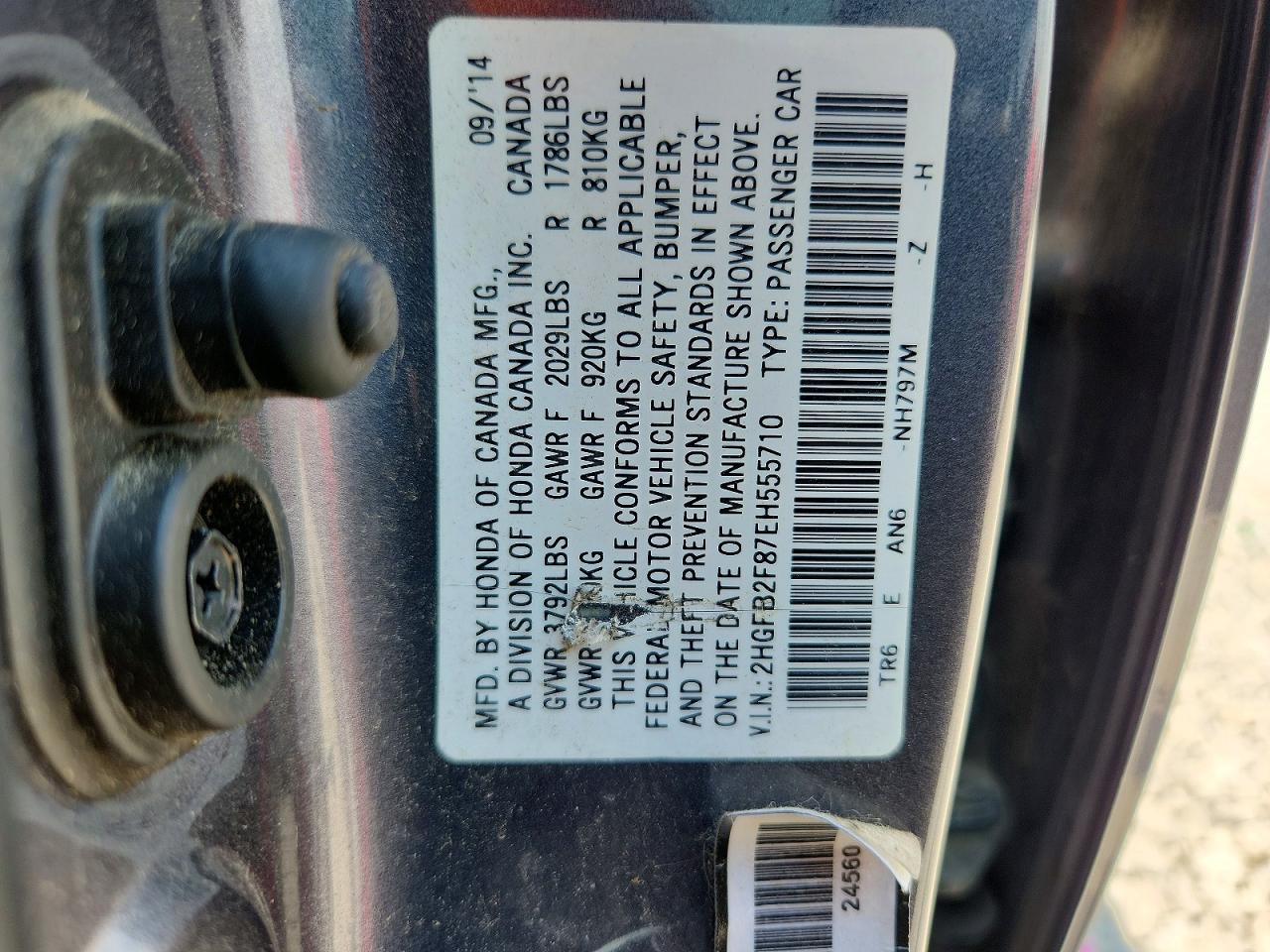 2014 Honda Civic Ex Gray vin: 2HGFB2F87EH555710