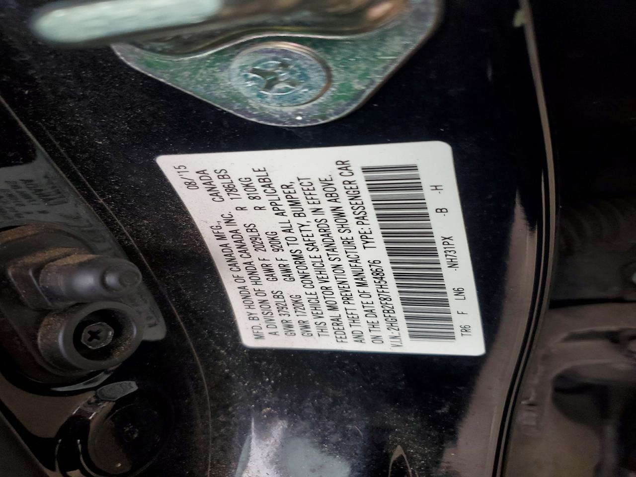 2015 Honda Civic Ex Black vin: 2HGFB2F87FH548676