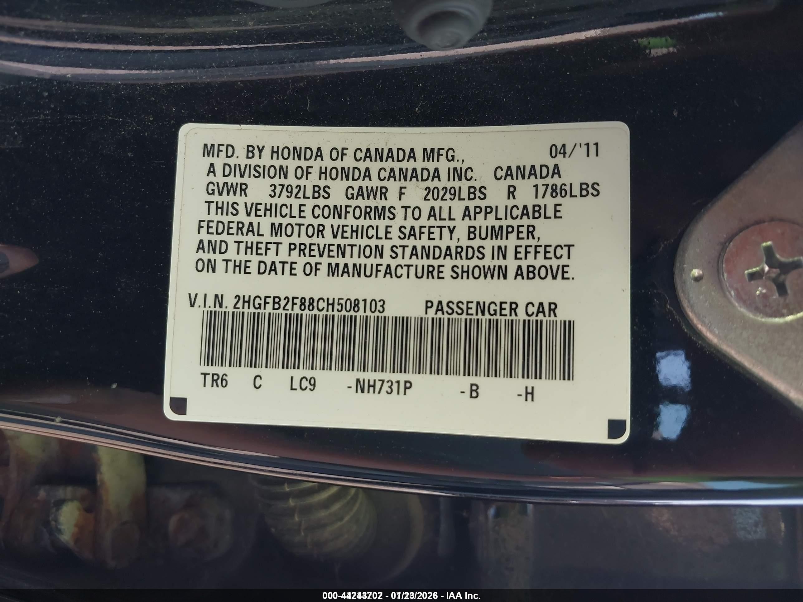 2012 Honda Civic Ex Black vin: 2HGFB2F88CH508103