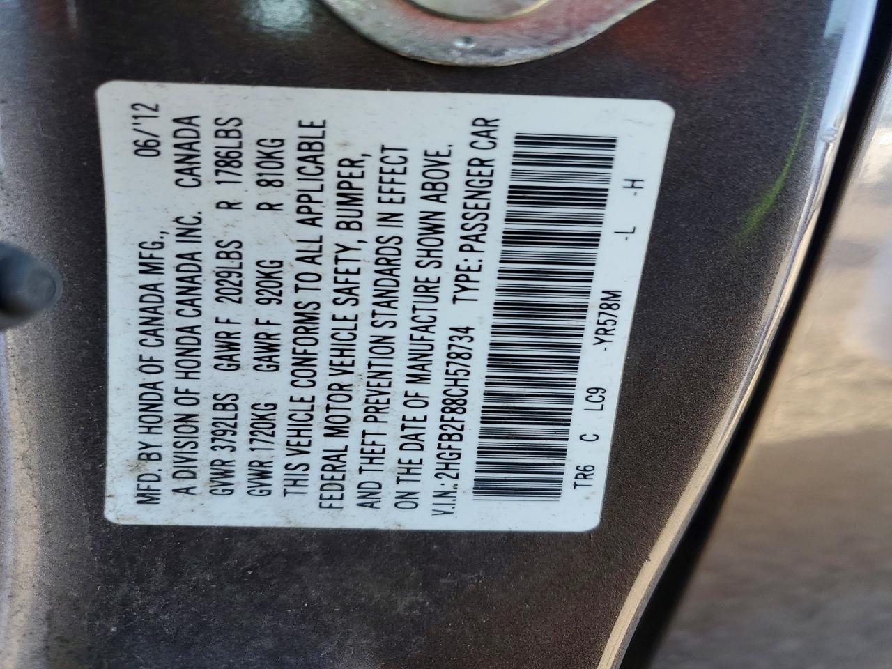 2012 Honda Civic Ex Brown vin: 2HGFB2F88CH578734