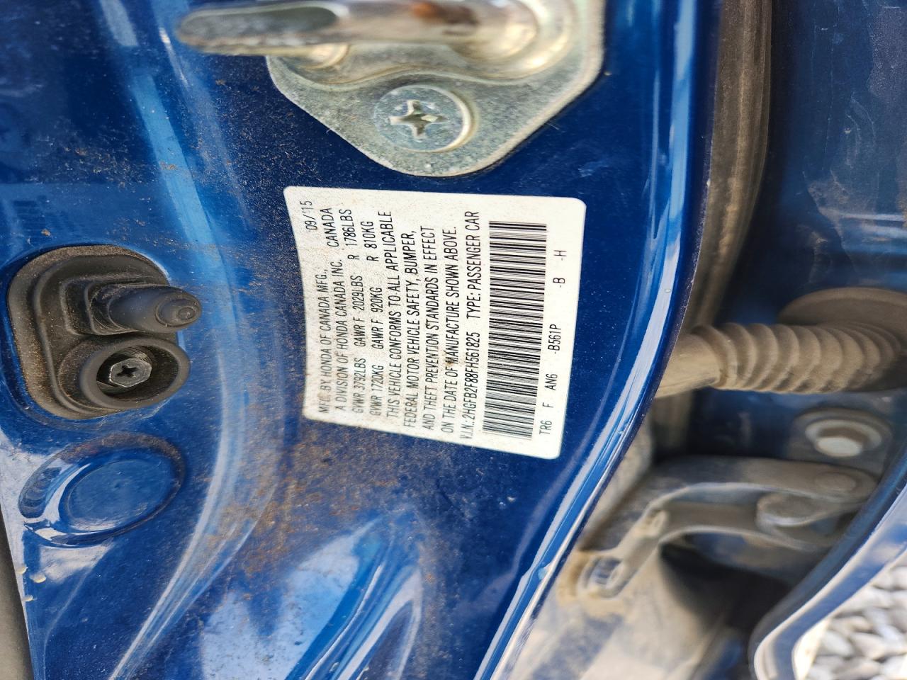 2015 Honda Civic Ex Blue vin: 2HGFB2F88FH561825
