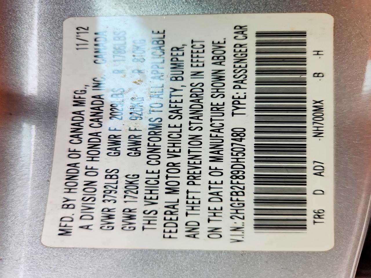 2013 Honda Civic Ex Silver vin: 2HGFB2F89DH507480