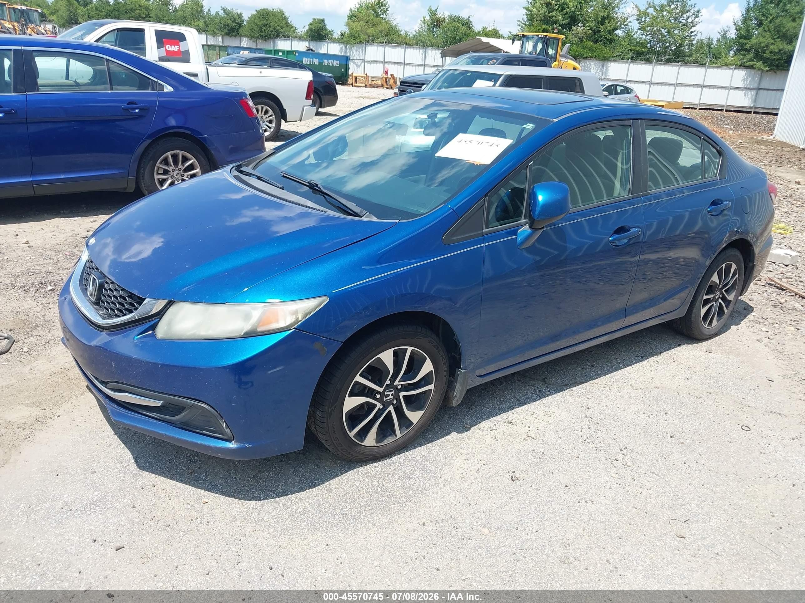 2013 Honda Civic Ex Синий vin: 2HGFB2F89DH531407