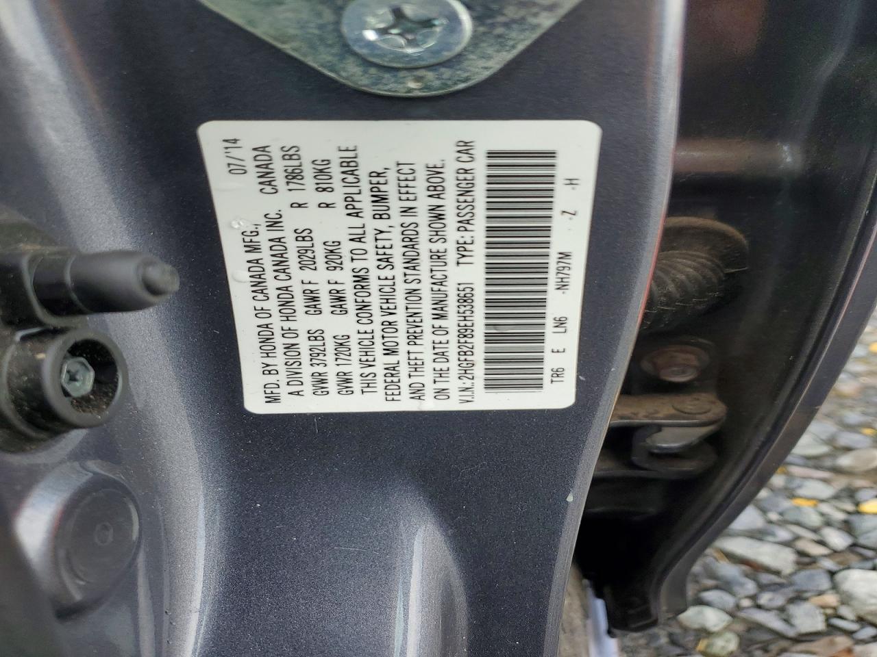 2014 Honda Civic Ex Gray vin: 2HGFB2F89EH538651